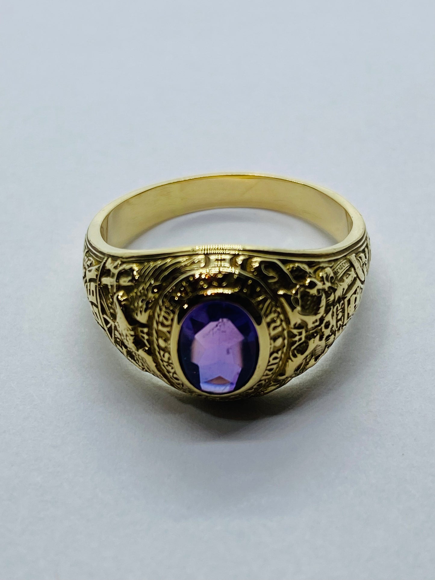 Tiffany & Co 14K Gold Naval Academy Class Ring 1929 Oval Amethyst Size 8.25