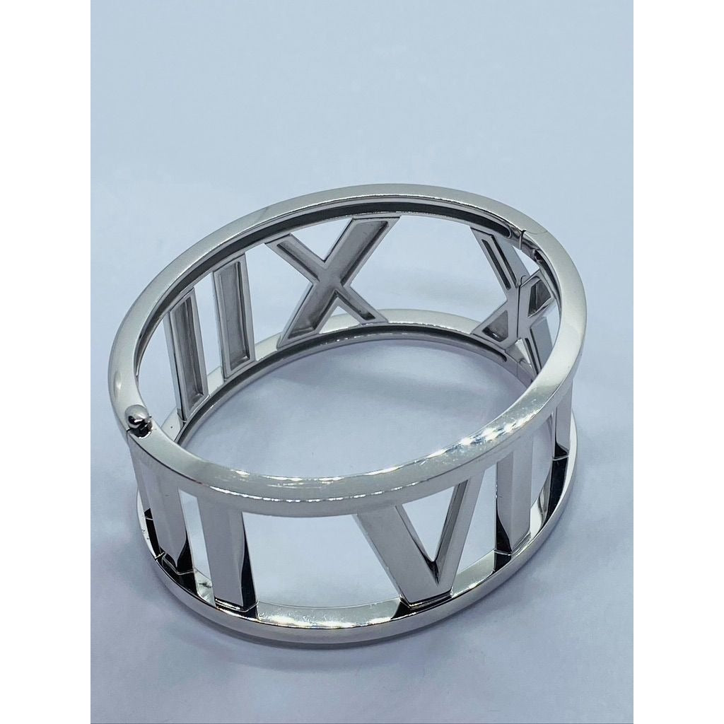 TIFFANY & CO Atlas 18K White Gold Wide Bangle Bracelet 79.4 grams 6.5" 30 mm