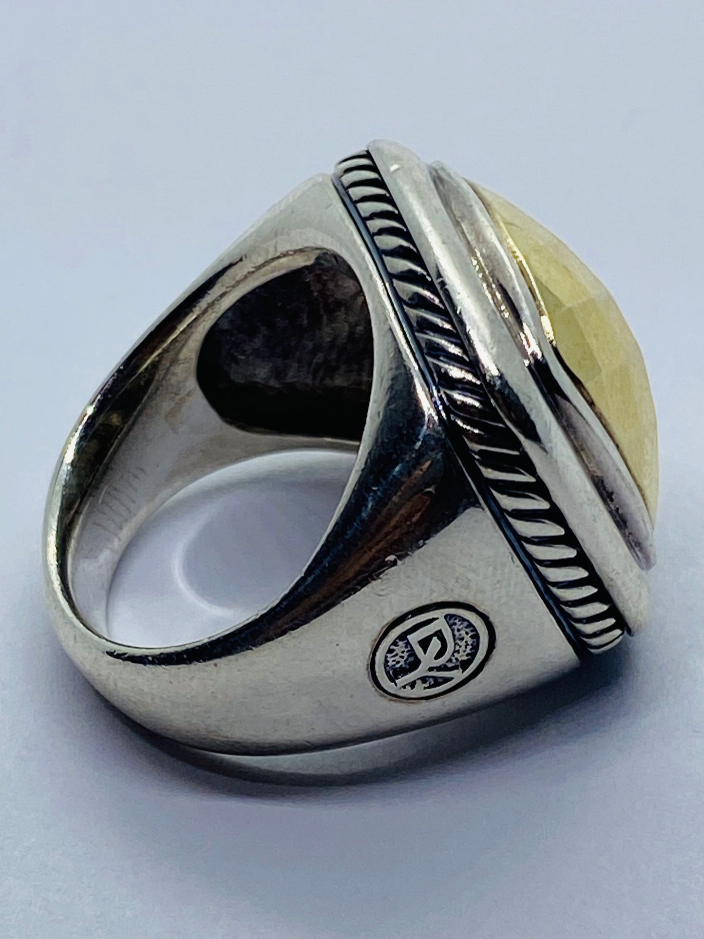 David Yurman Albion Faceted Dome Ring in 18kt Gold/Sterling Size 6