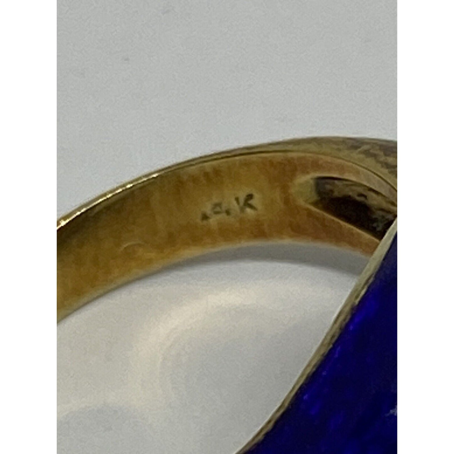 Vintage Pearl Ring Blue Green Enamel 14K Yellow Gold Estate Retro 7.5mm Pearl