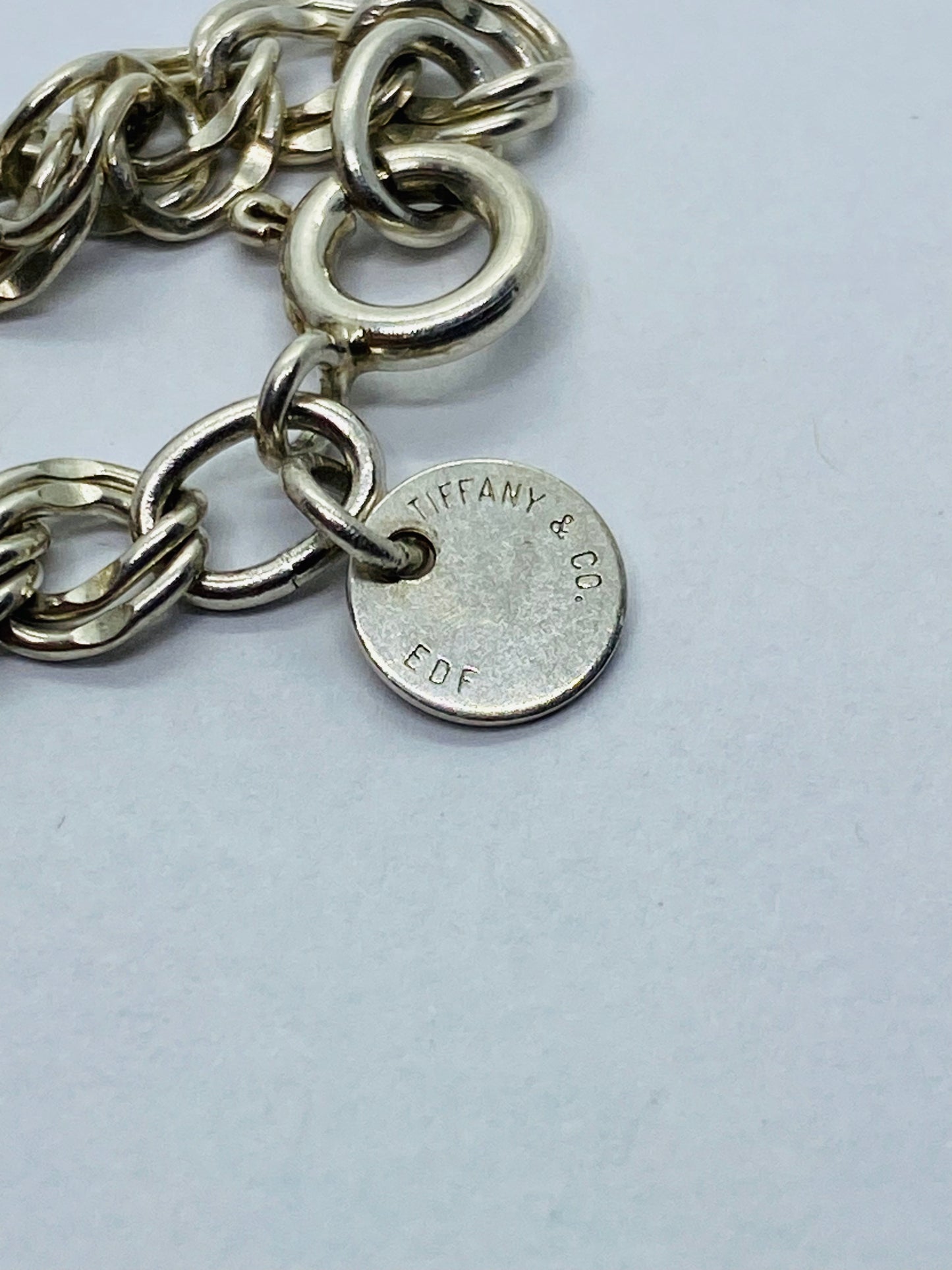 Tiffany & Co. Sterling Silver Double Chain Link Charm Bracelet 925