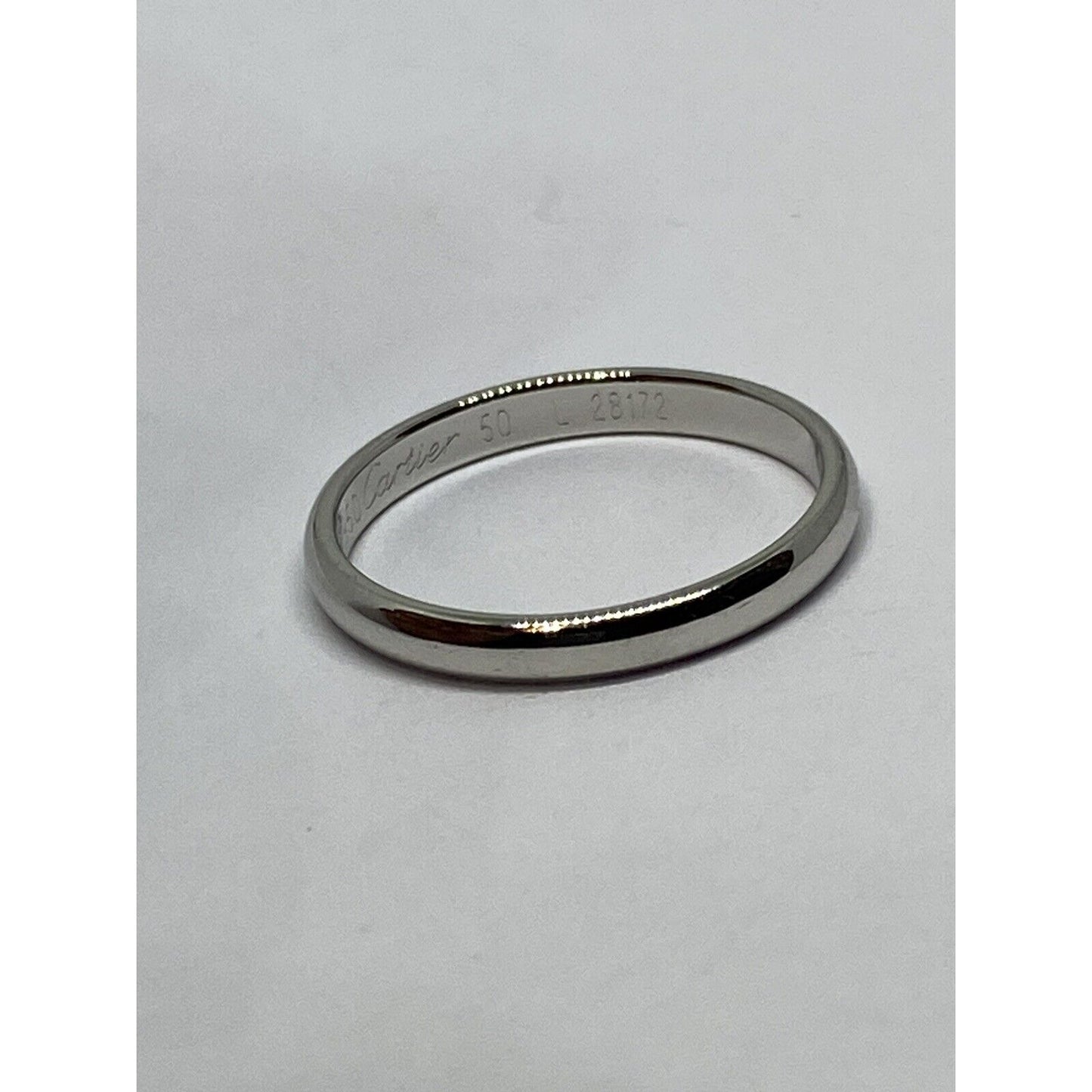 Cartier 1895 Platinum Wedding Band Ring - Size 50 US 5.25 - 2.5mm Wide