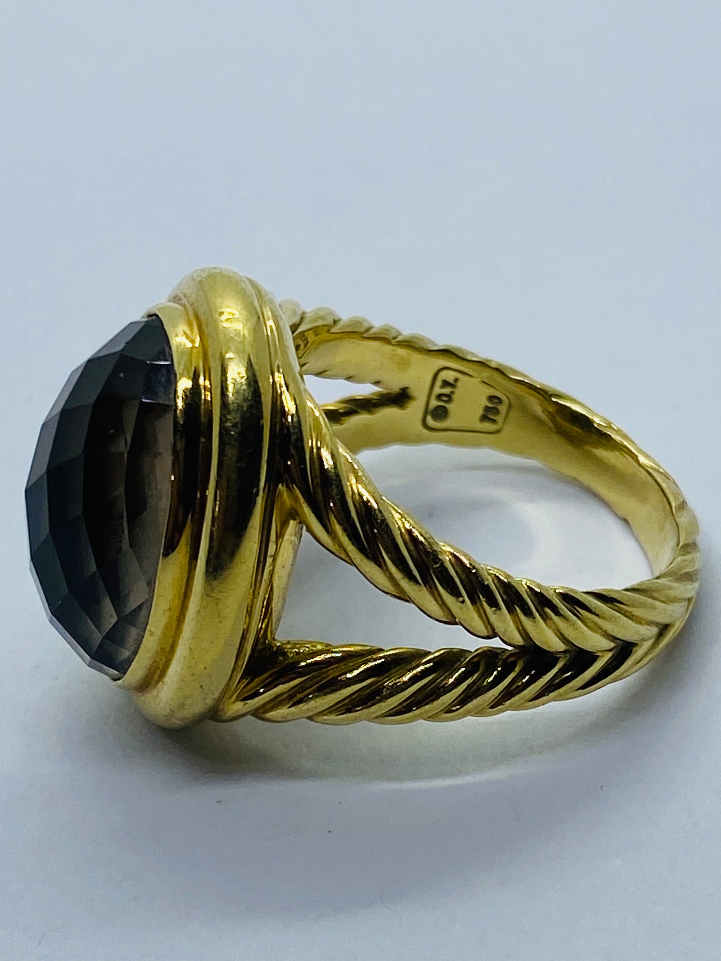 David Yurman Albion Oval Smoky Quartz Ring Solid 750 18k Gold Size 10 18.6G