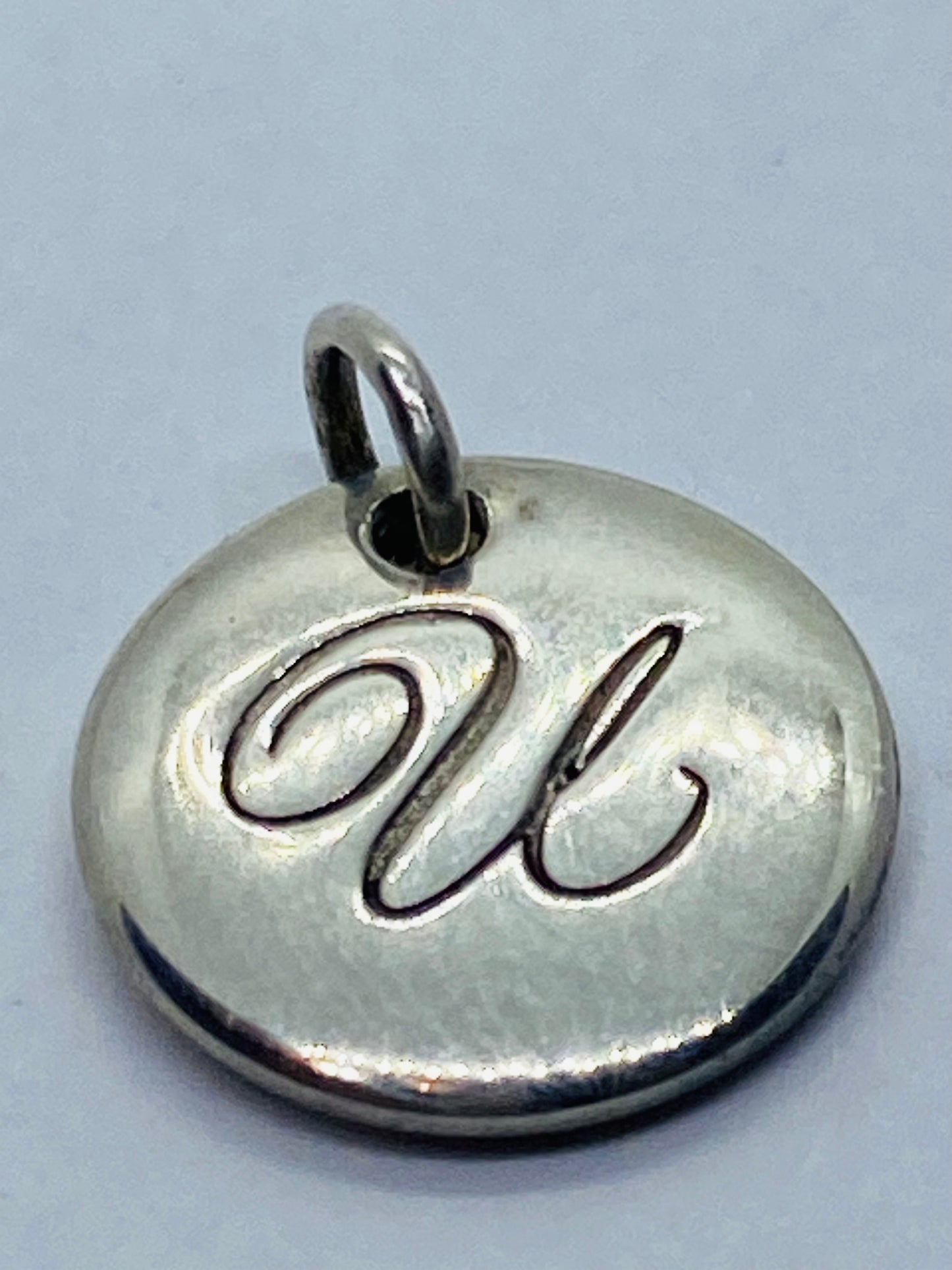 NEW Tiffany Letter U Notes Alphabet Disc Charm Initial Pendant in Silver