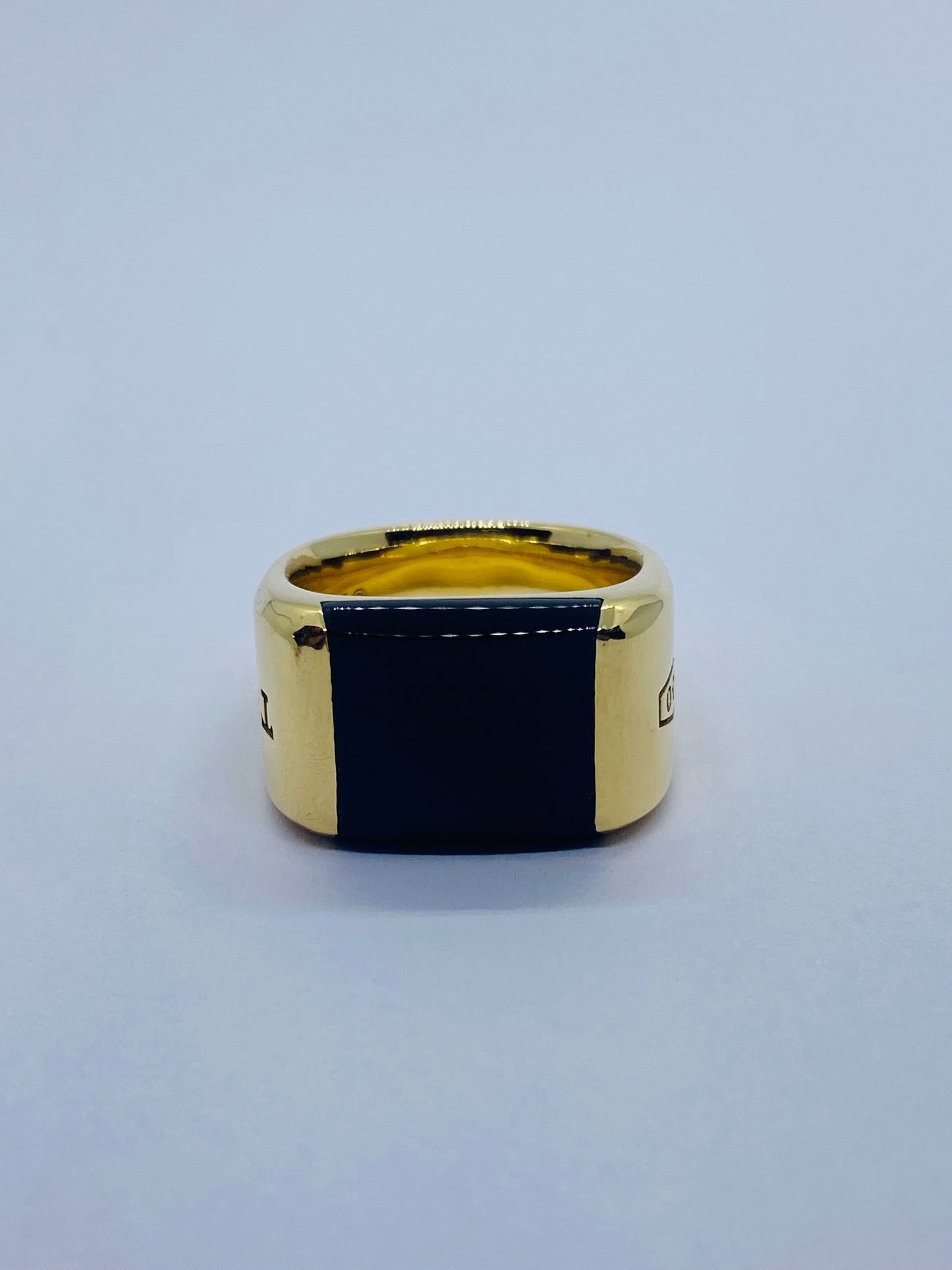 Tiffany & Co 1837 Makers Black Onyx Signet Men's Ring 18K Size 6. Mint