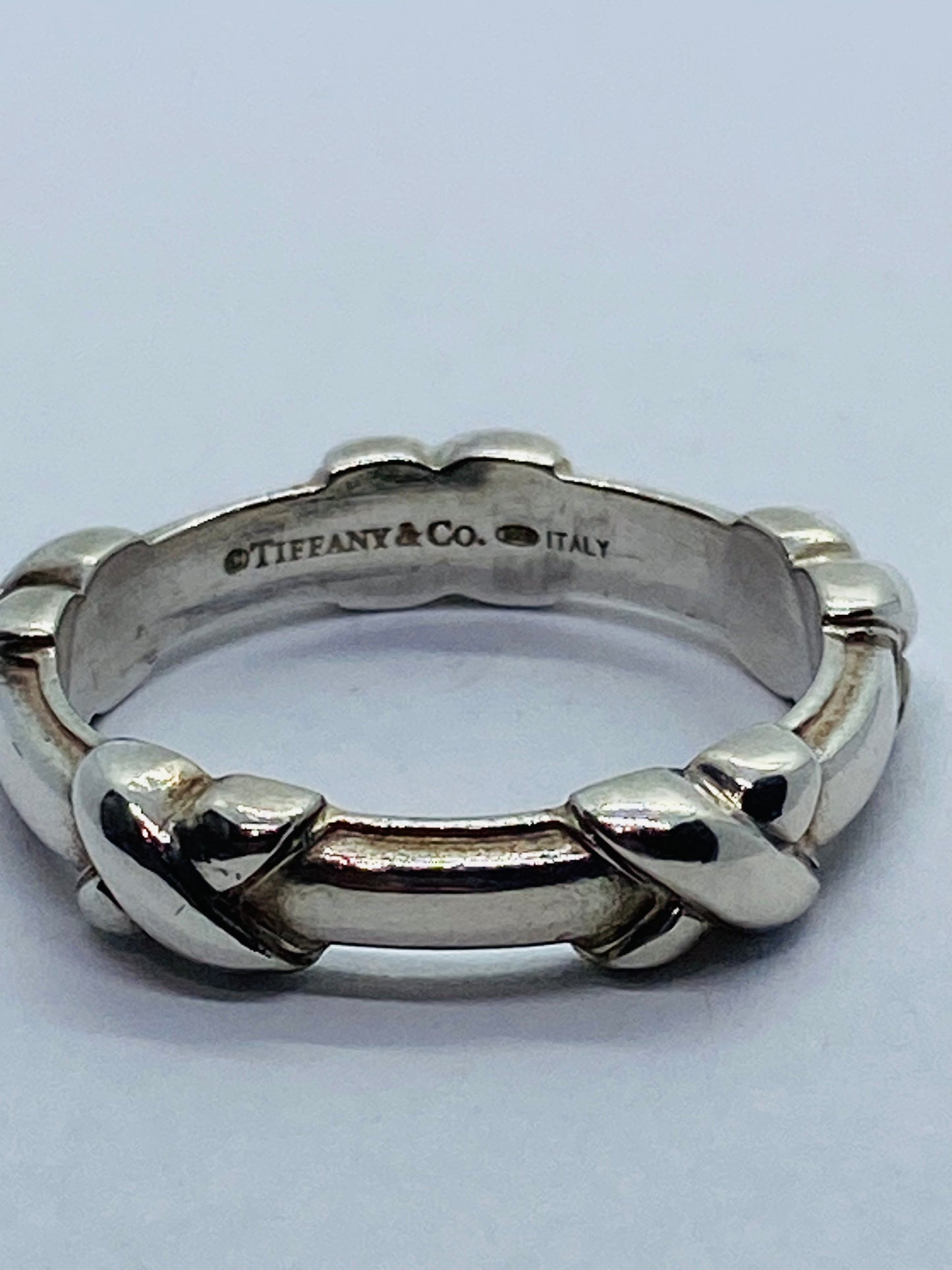 Tiffany & Co Silver Signature X Stacking Ring Band Sz 7.25