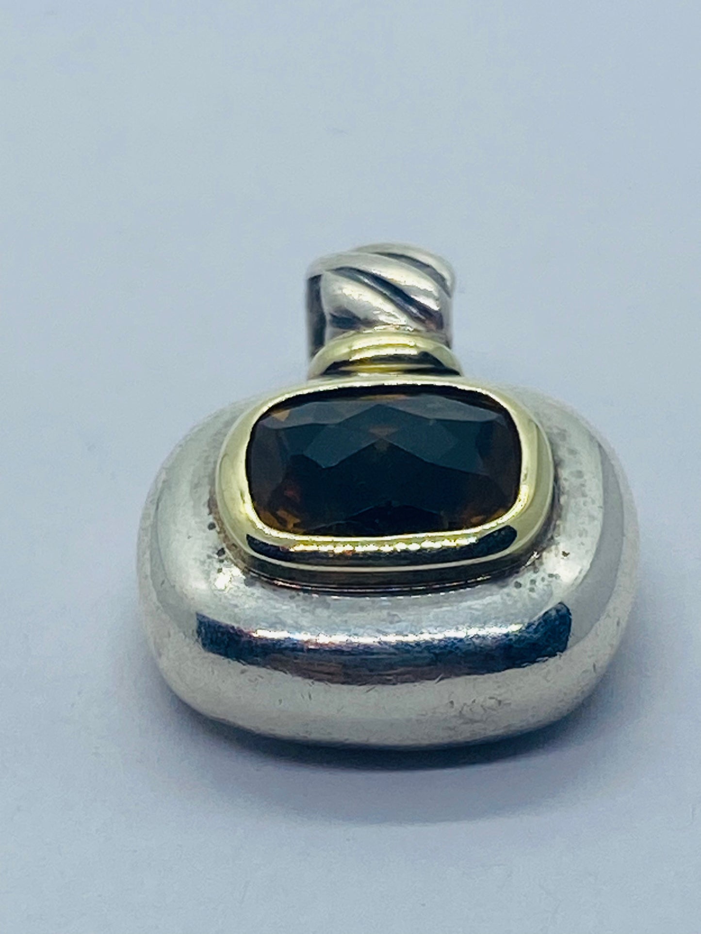 David Yurman Orange Citrine Sterling Silver 14K Gold Cable Pendant Rare