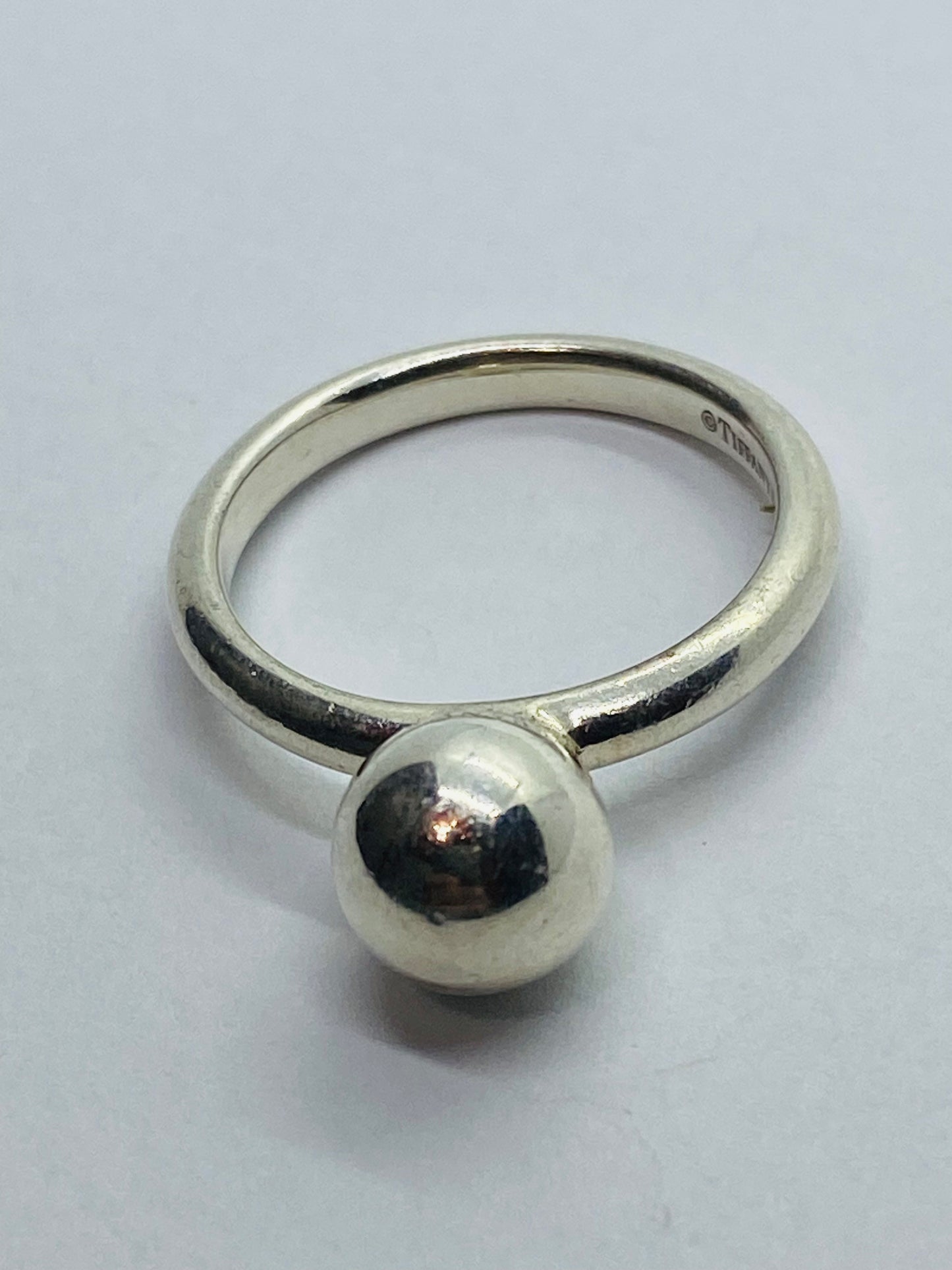 Tiffany Co Sterling Silver 8mm HardWear Hardware Round Ball Ring Size 5.75
