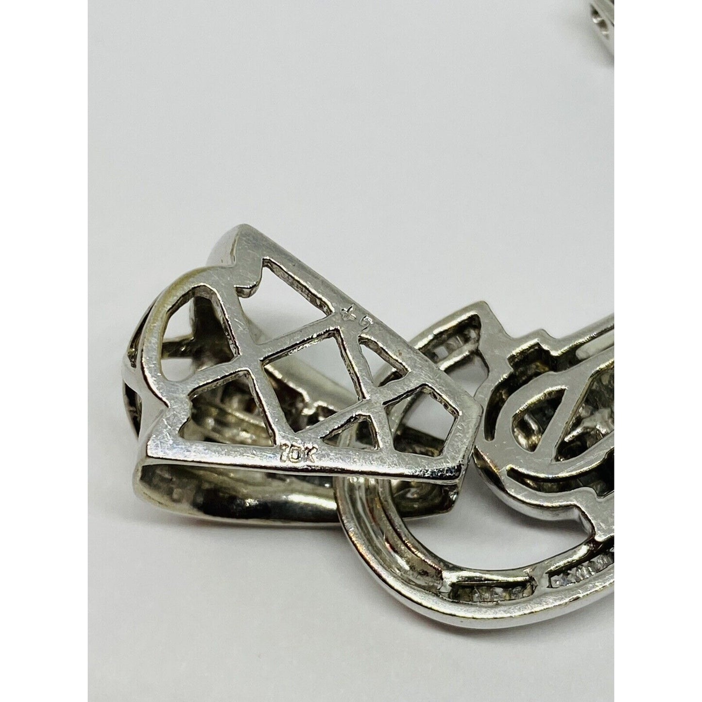 HUGE 10K White Gold Diamond Cross Pendant Appx 2.28CT , 24.4 Grams - 3.5”