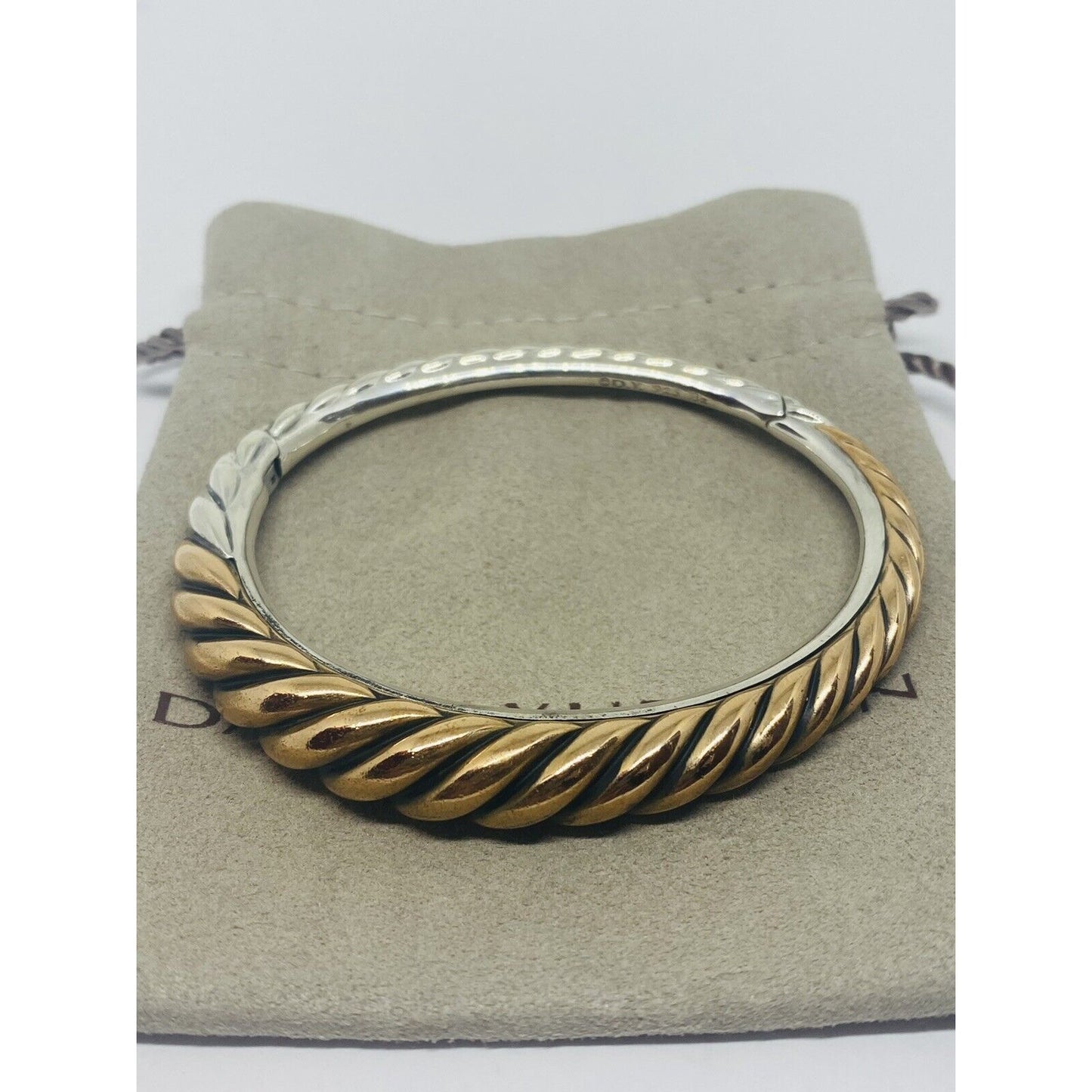Rare David Yurman Sterling Silver/Bronze 9.5mm Pure Form Cable Bangle Bracelet