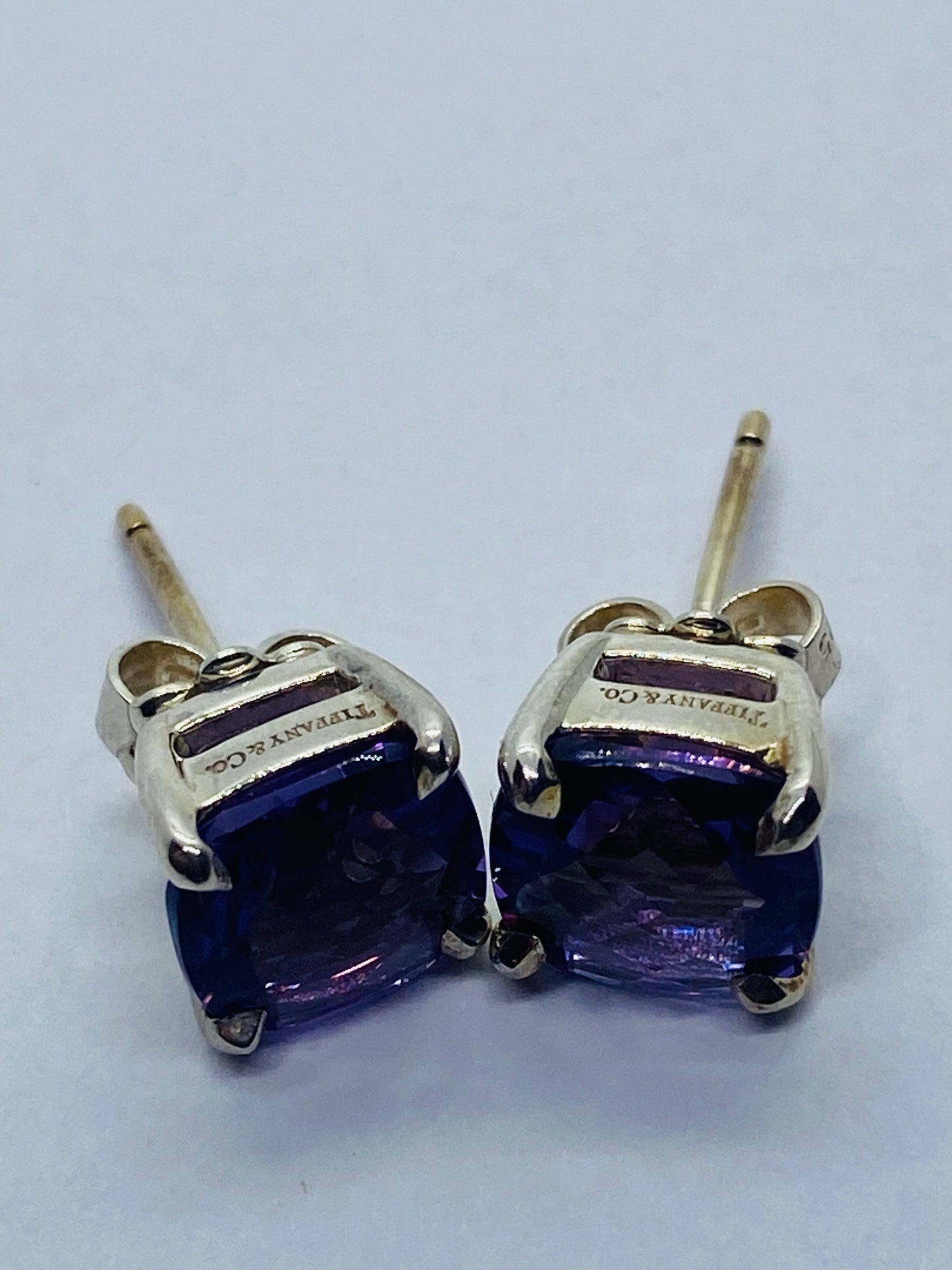 Tiffany & Co. Sparklers Cushion Shape Amethyst Sterling Silver Stud Earrings