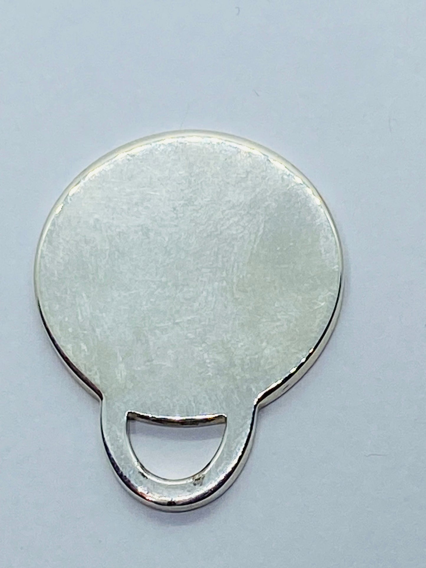 Tiffany & Co Large Engravable Blank Round Tag Mens Pendant Sterling Silver 1.25”