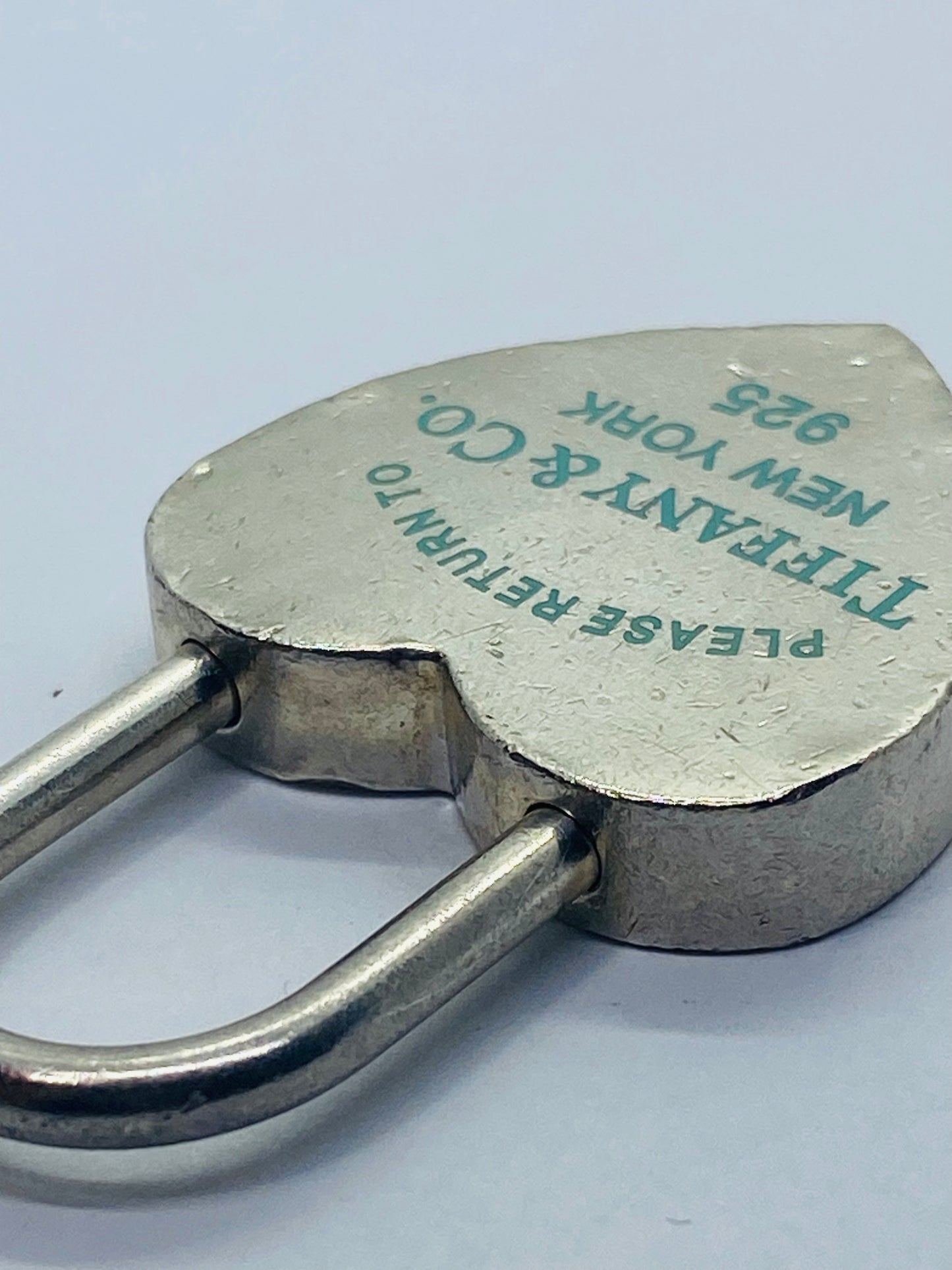 GIANT Tiffany & Co Blue Enamel Heart Padlock Please Return to Tiffany & Co NY 2”