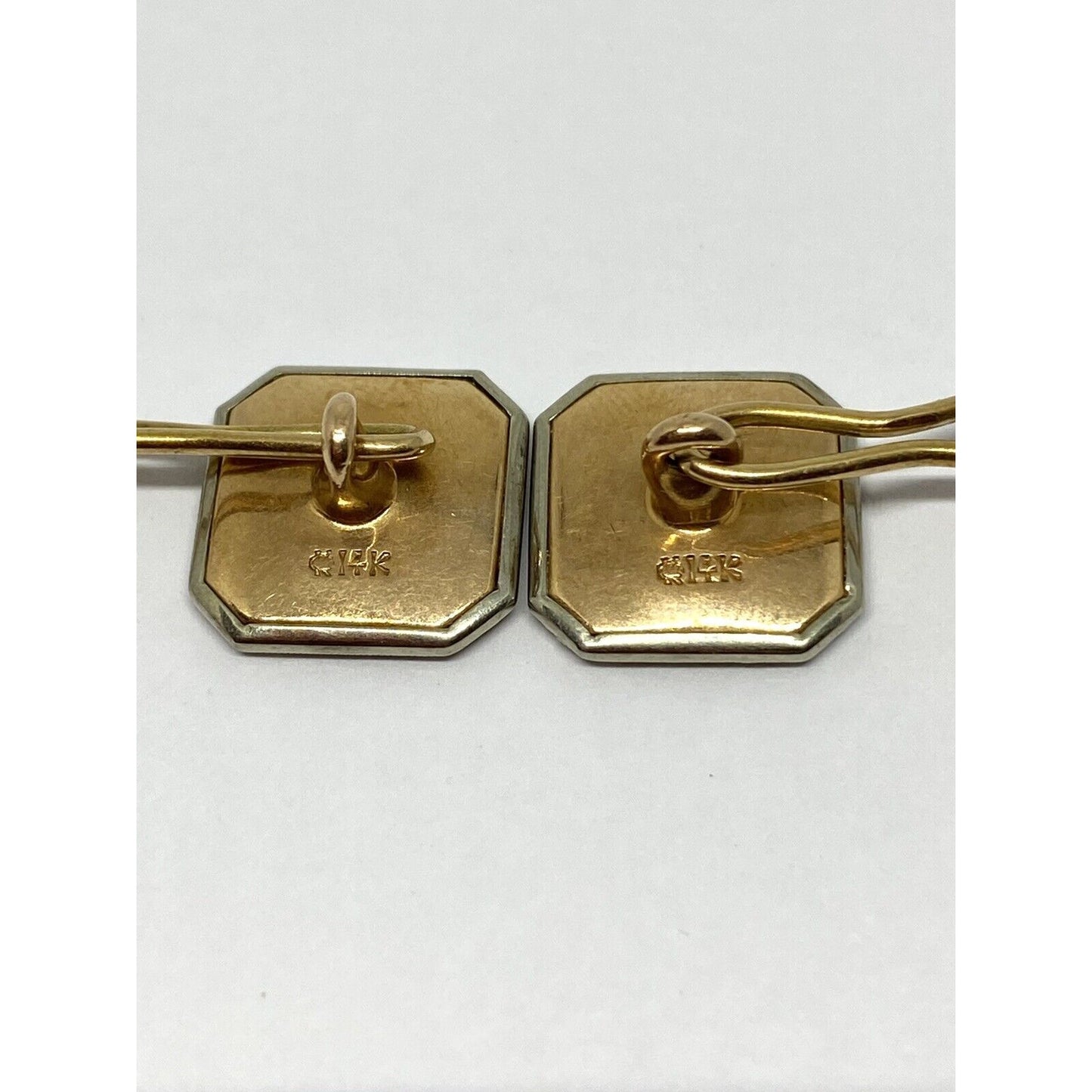 ART DECO Mother Of Pearl 14K 4.4 Grams, Cufflinks Cuff Links 12mm
