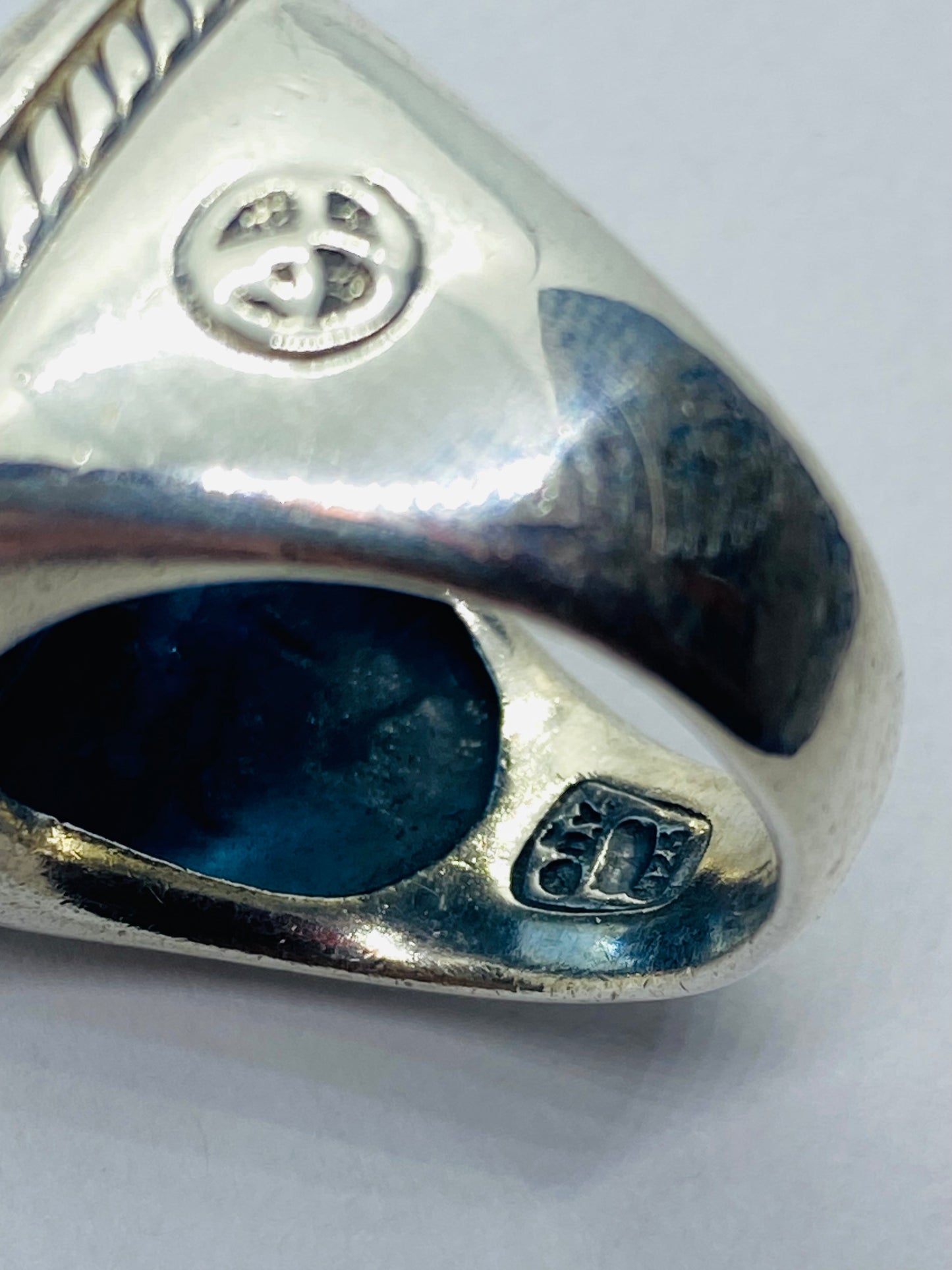 David Yurman Albion Diamond Blue Topaz Ring 14MM Topaz 100% Authentic Pouch 6.5