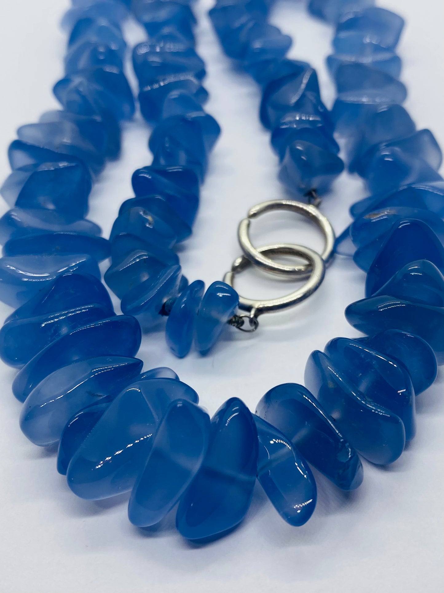 TIFFANY & CO PALOMA PICASSO STERLING SILVER BLUE CHALCEDONY BEAD NECKLACE 20.5”