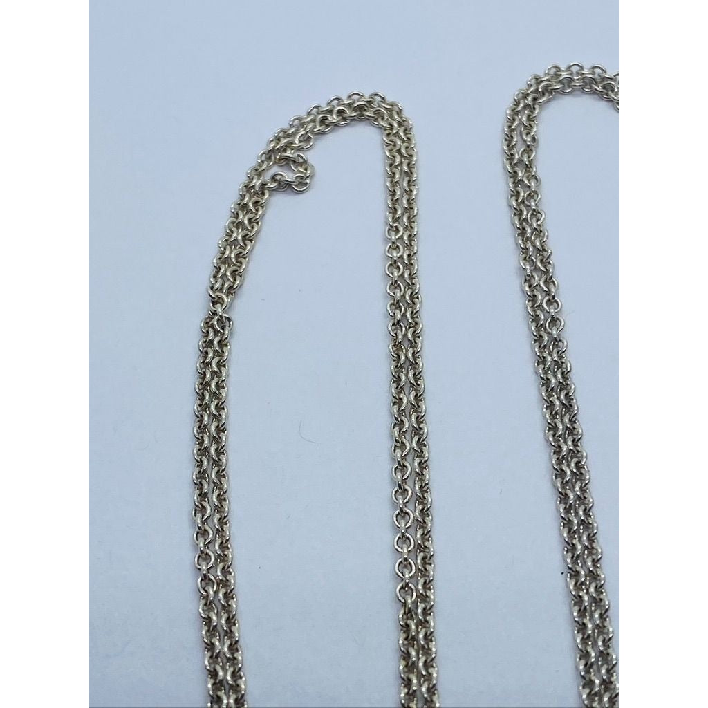 Tiffany & Co Sterling Silver Infinity Twist Double Chain Necklace 15.75"