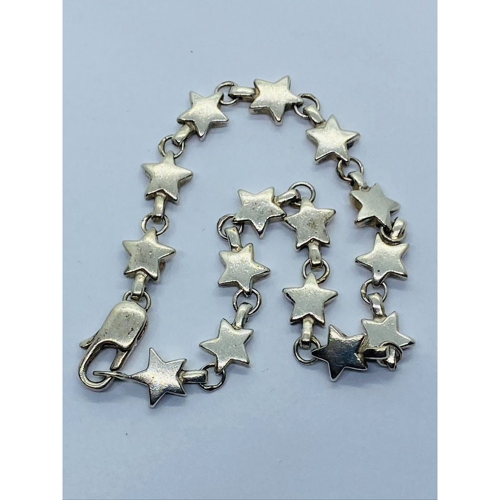 Tiffany & Co. Sterling Silver Star Chain Link Bracelet 7.75” Pouch
