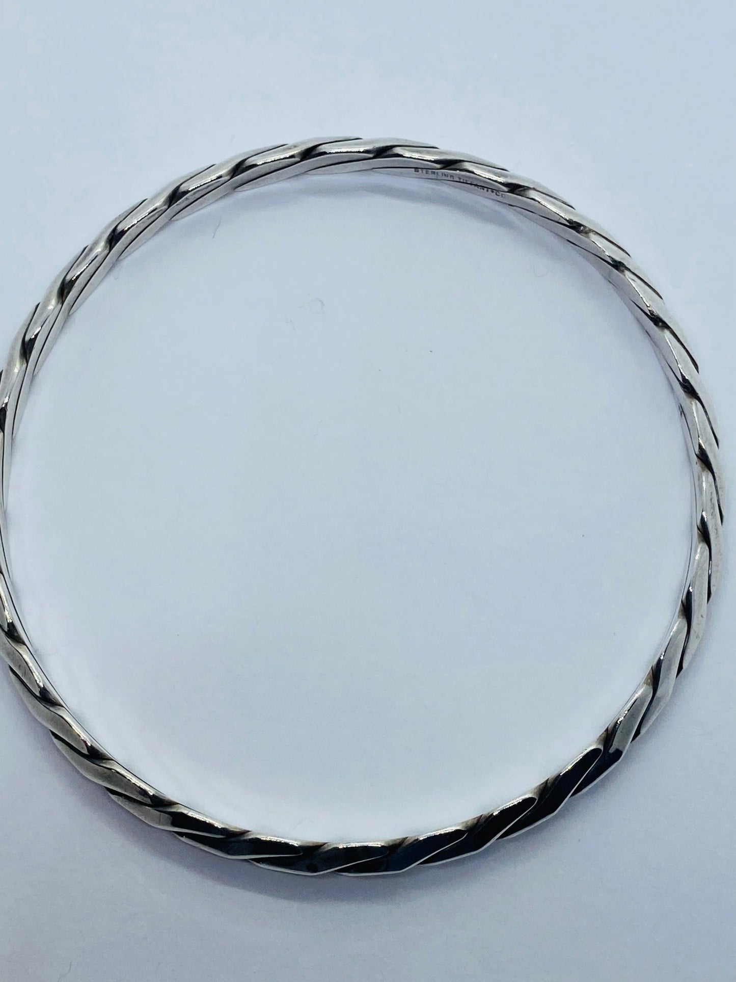 Tiffany & Co. Sterling Silver 925 Twist Braided Knife Edge Bangle Bracelet 8”