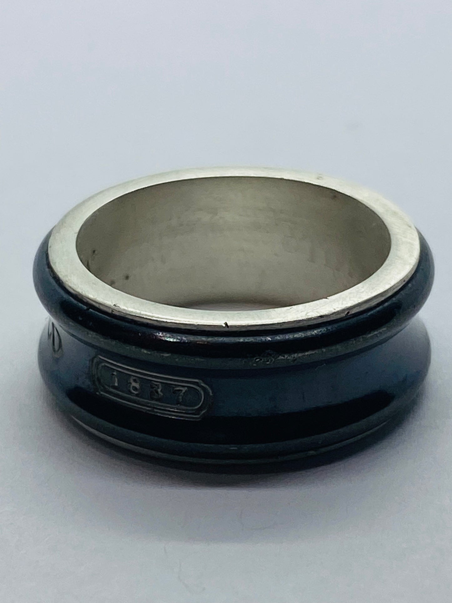 TIFFANY & CO SILVER TITANIUM 1837 RING SIZE 5.75
