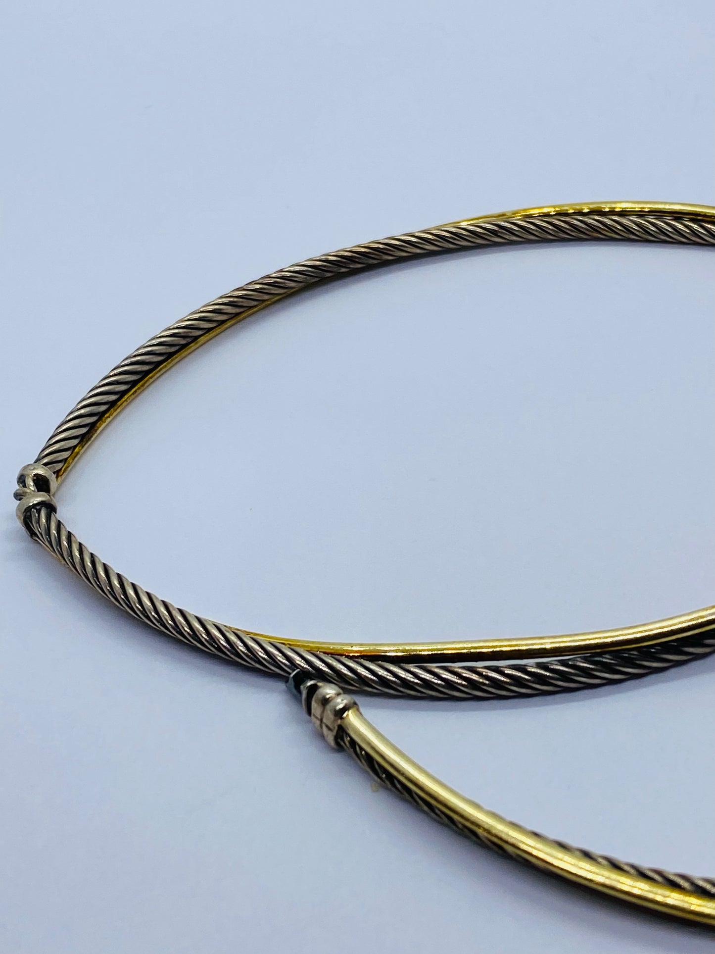 David Yurman Crossover Cable Choker Necklace 15" Sterling 925 & Yellow Gold 18k