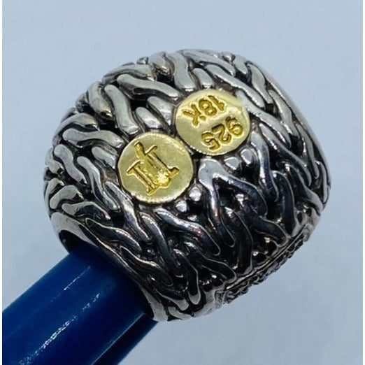 John Hardy Pave` Diamond 18K 750 Sterling Silver 925 Slide Pendant