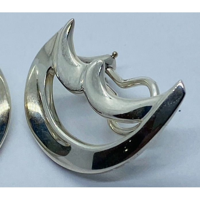 Tiffany & Co Paloma Picasso Half Moon Clip On Post Earrings Sterling Silver 925