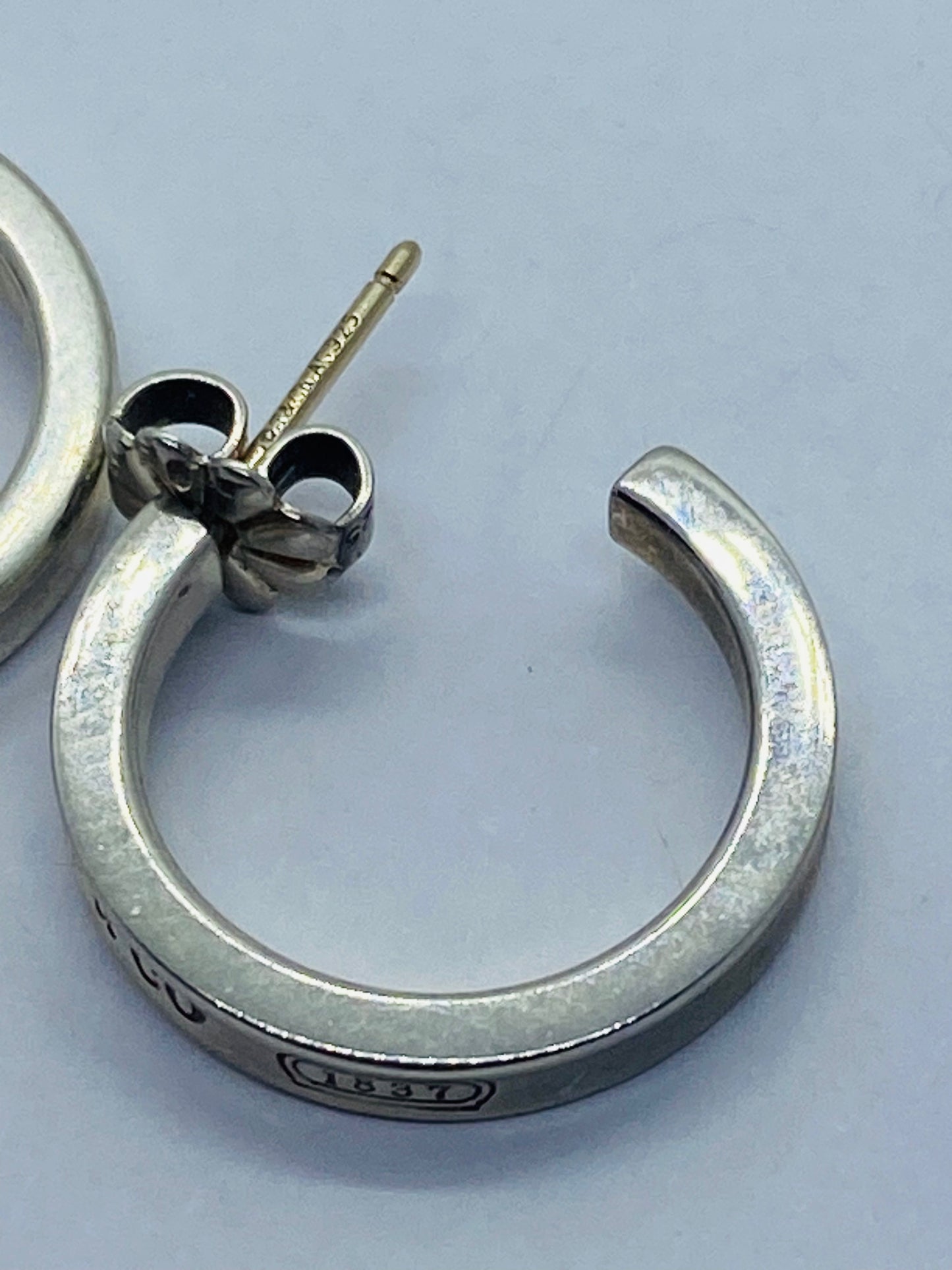 Vintage silver TIFFANY & CO. SMALL HOOPS 1837 earrings 3MM 18MM