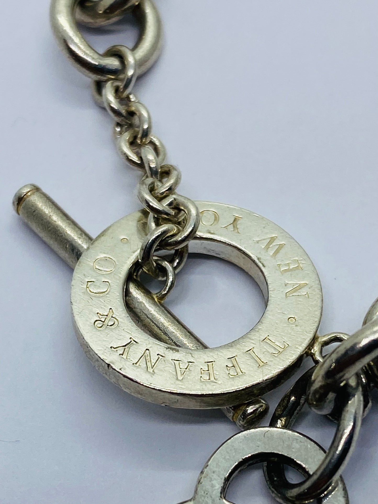 Return To Tiffany & Co 7.5" New Version Toggle Love Heart Bracelet Silver