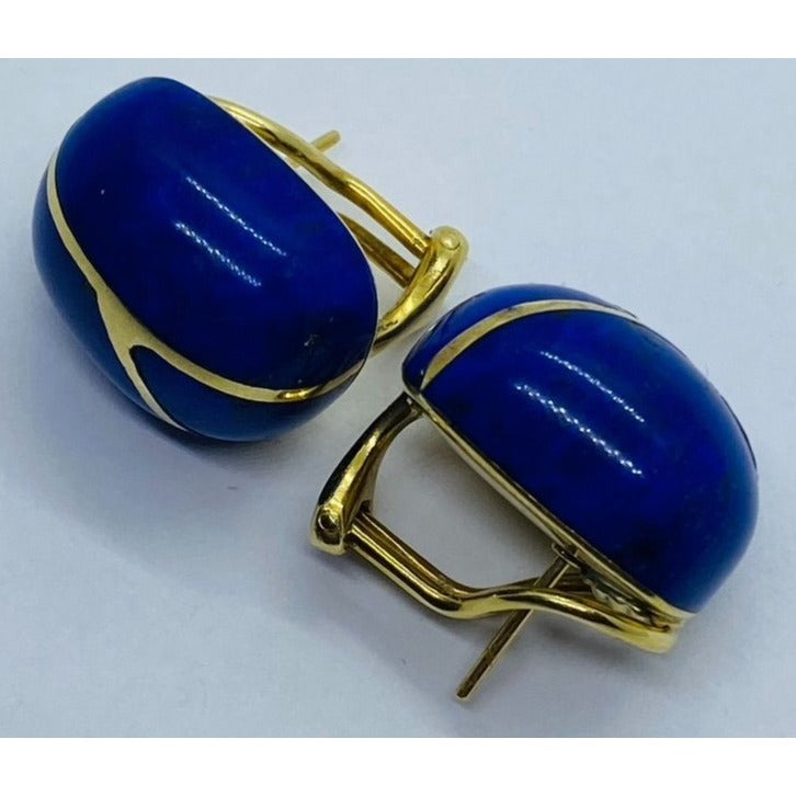 Tiffany & Co 18K Gold & Lapis Onyx Earrings by Angela Cummings