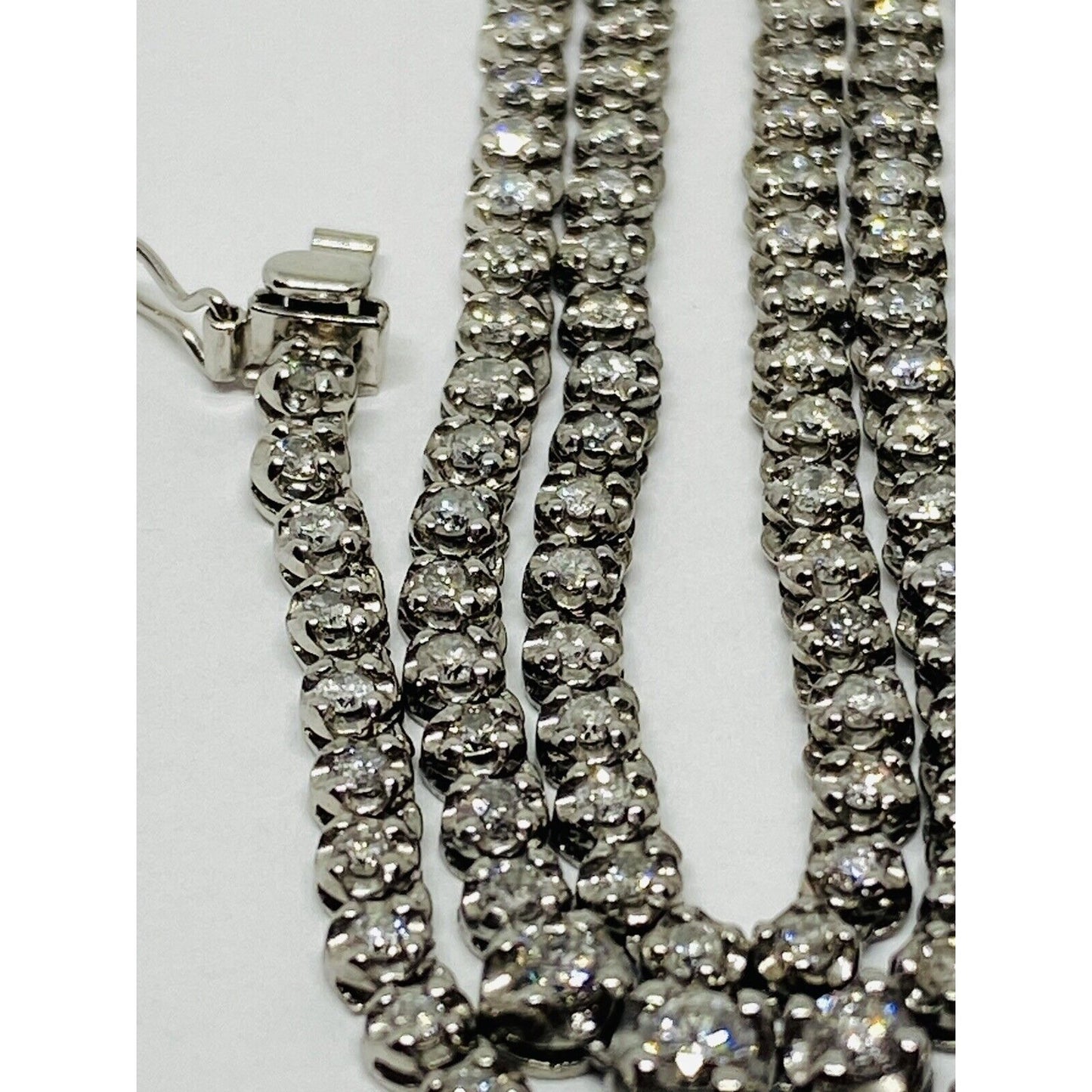 Platinum 3 Carat 137 Graduated Diamonds Tennis Necklace 16” Long