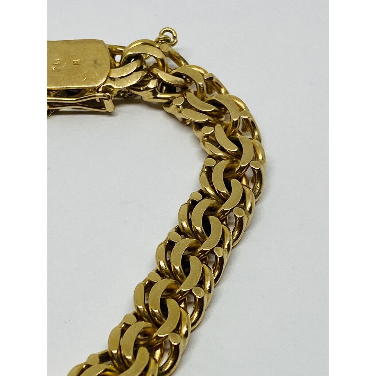 Vintage 18k Yellow Gold Fancy Double Link Charm Bracelet Italy Rare Style HEAVY!