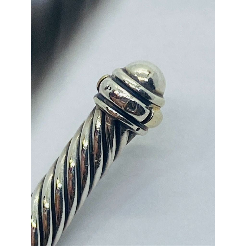 David Yurman Sterling Silver 18K 750 Gold 4mm Dome Bracelet 6.75"