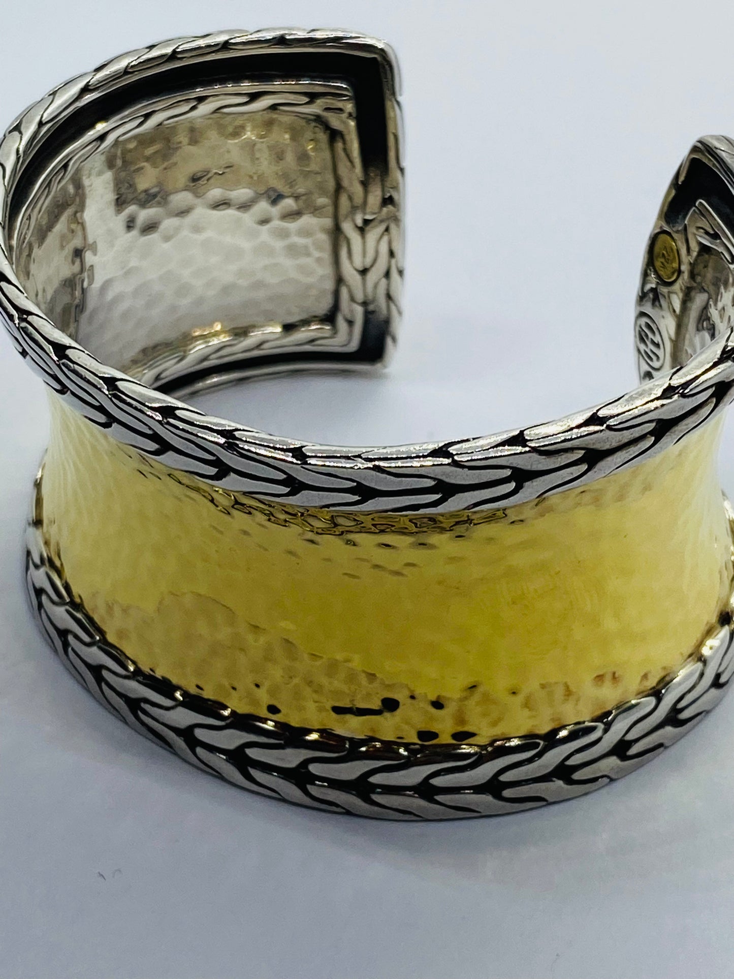 John Hardy Palu 1.5" Wide 22k Gold Sterling Silver Palu 6.5" Bracelet Cuff
