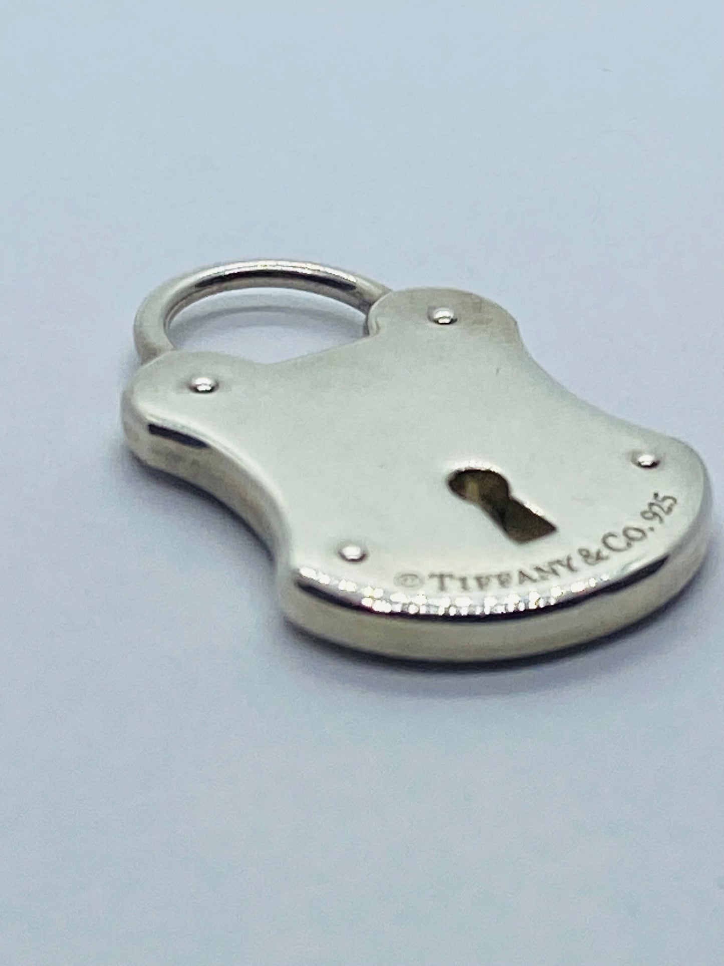 Tiffany & Co Large 925 Sterling Silver Lock Key Hole Charm Pendant 28x18mm