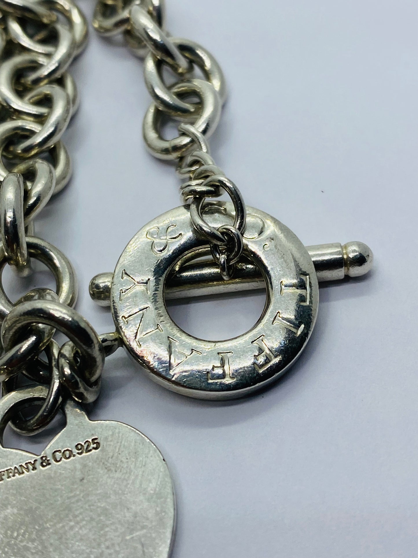 Tiffany & Co Sterling Silver Toggle Heart Tag Blank Heart Necklace 16” 74.8