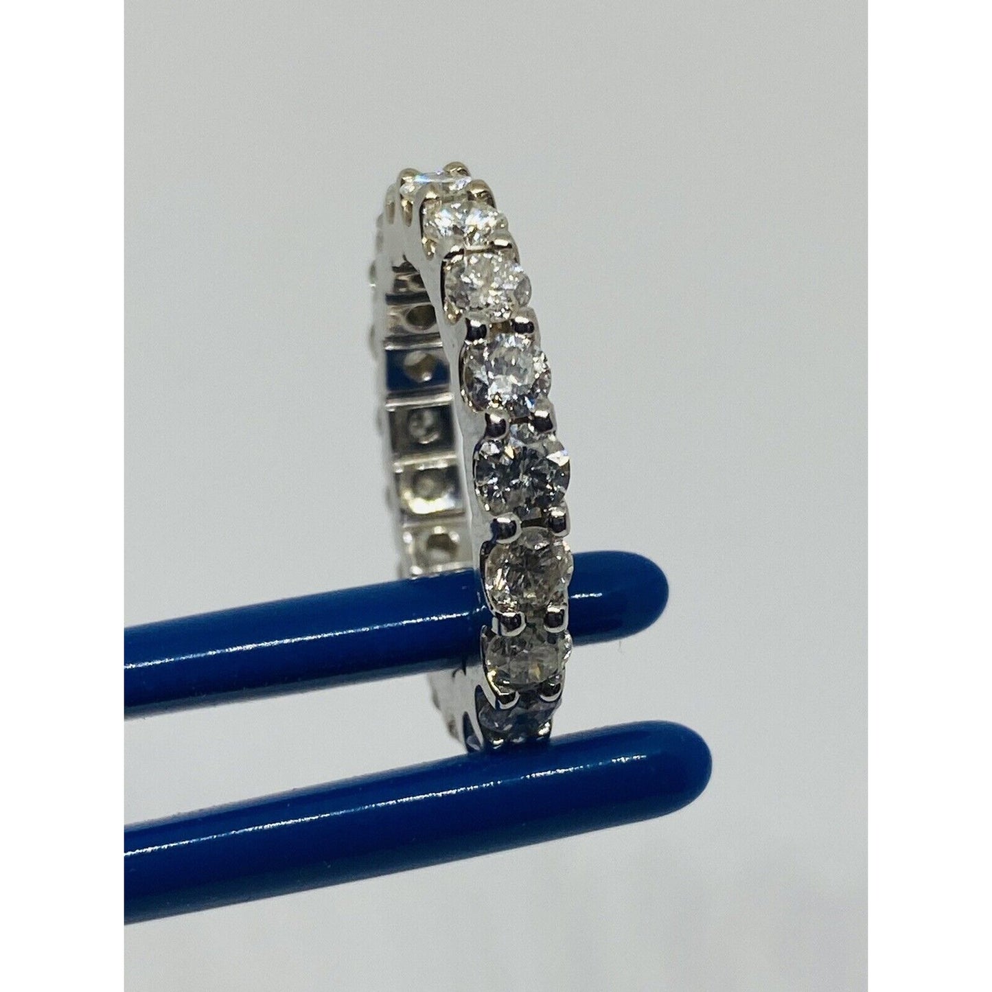 18K White Gold 3.23TCW diamond eternity band ring size 6 Mint Condition
