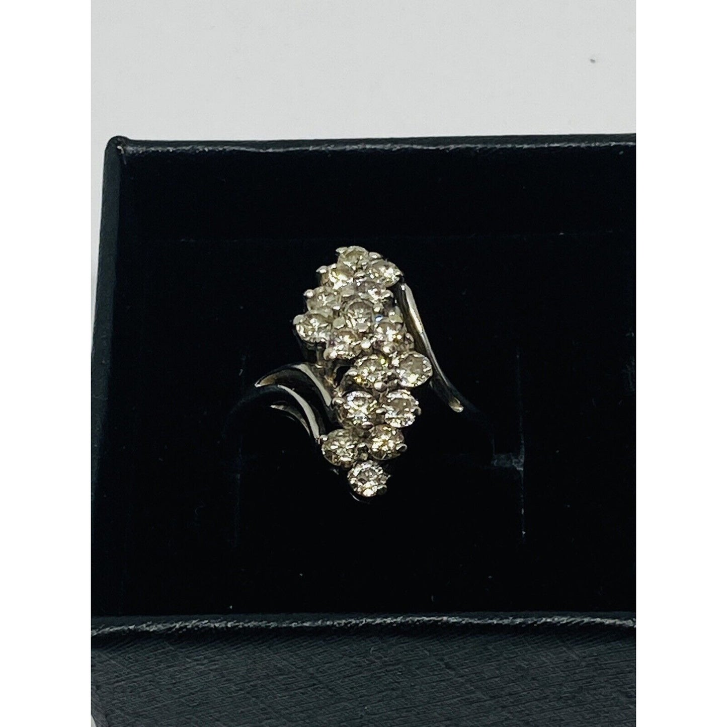 Vintage Estate 14k White Gold 1.28CTW Diamond Cluster Ring, Size 7.25