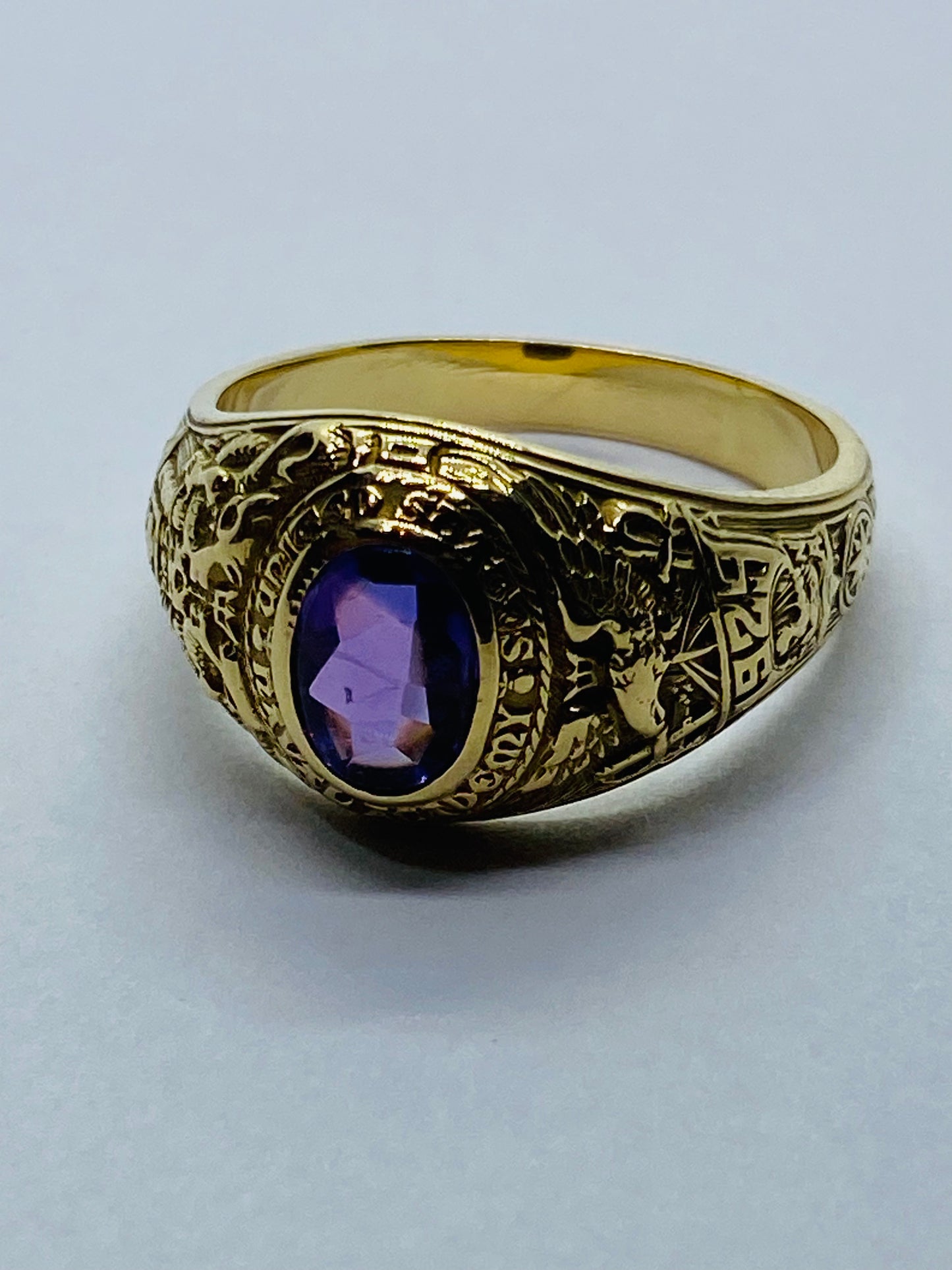 Tiffany & Co 14K Gold Naval Academy Class Ring 1929 Oval Amethyst Size 8.25