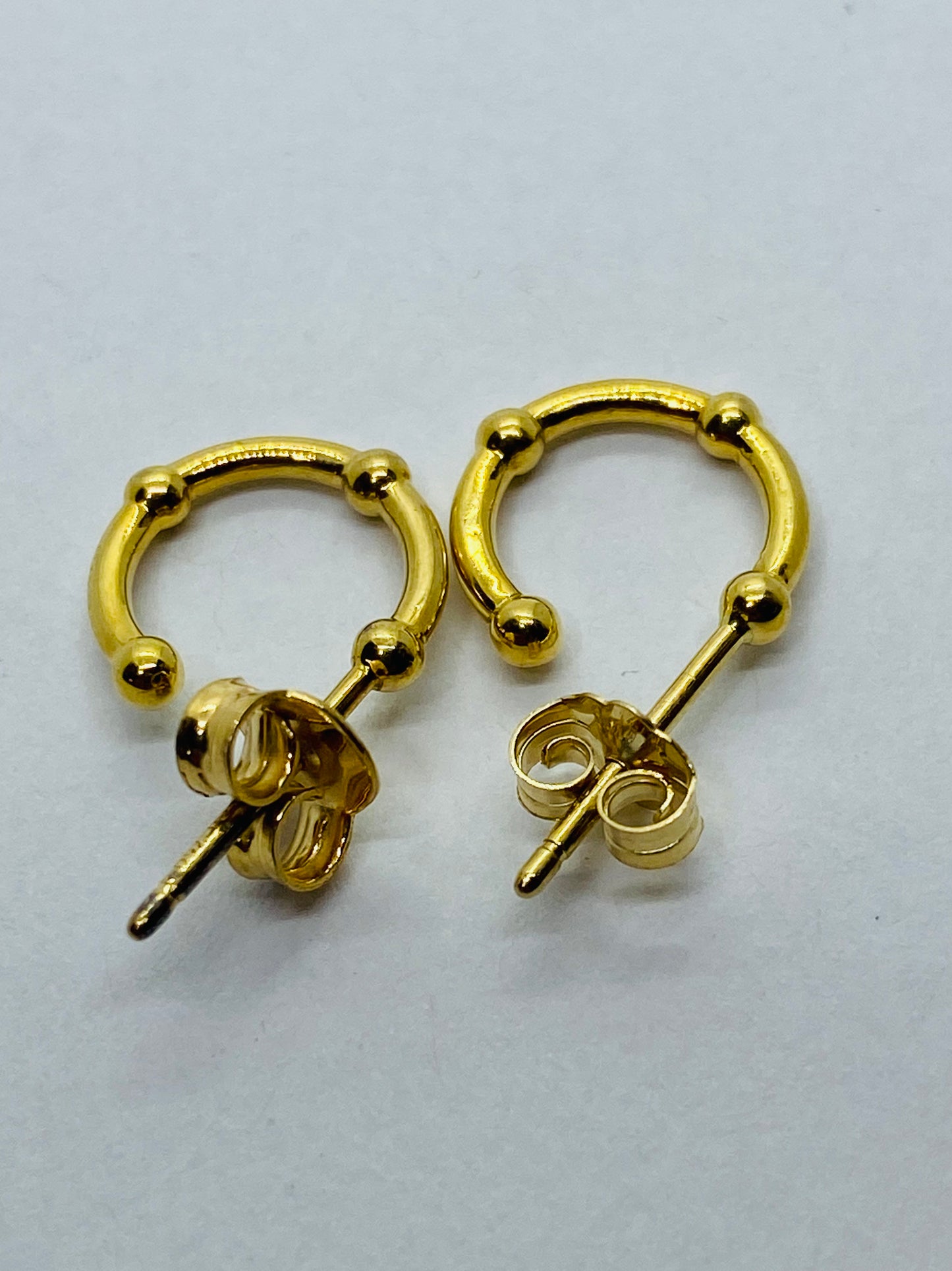Tiffany & Co 18K Gold Bead Ball Dot Hoops Earrings Pouch Box Ribbon Love Dotted