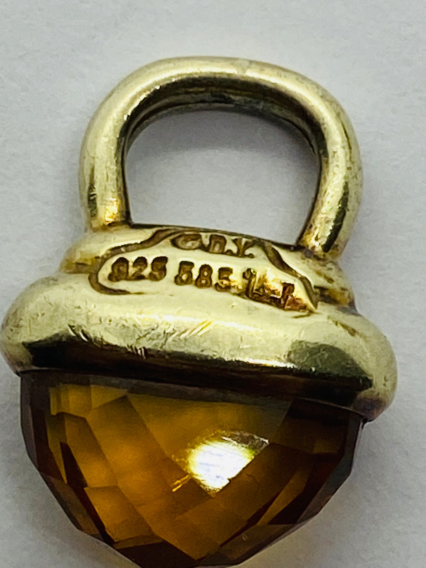 David Yurman 925 Sterling Silver & 14k Gold Citrine Acorn Earrings