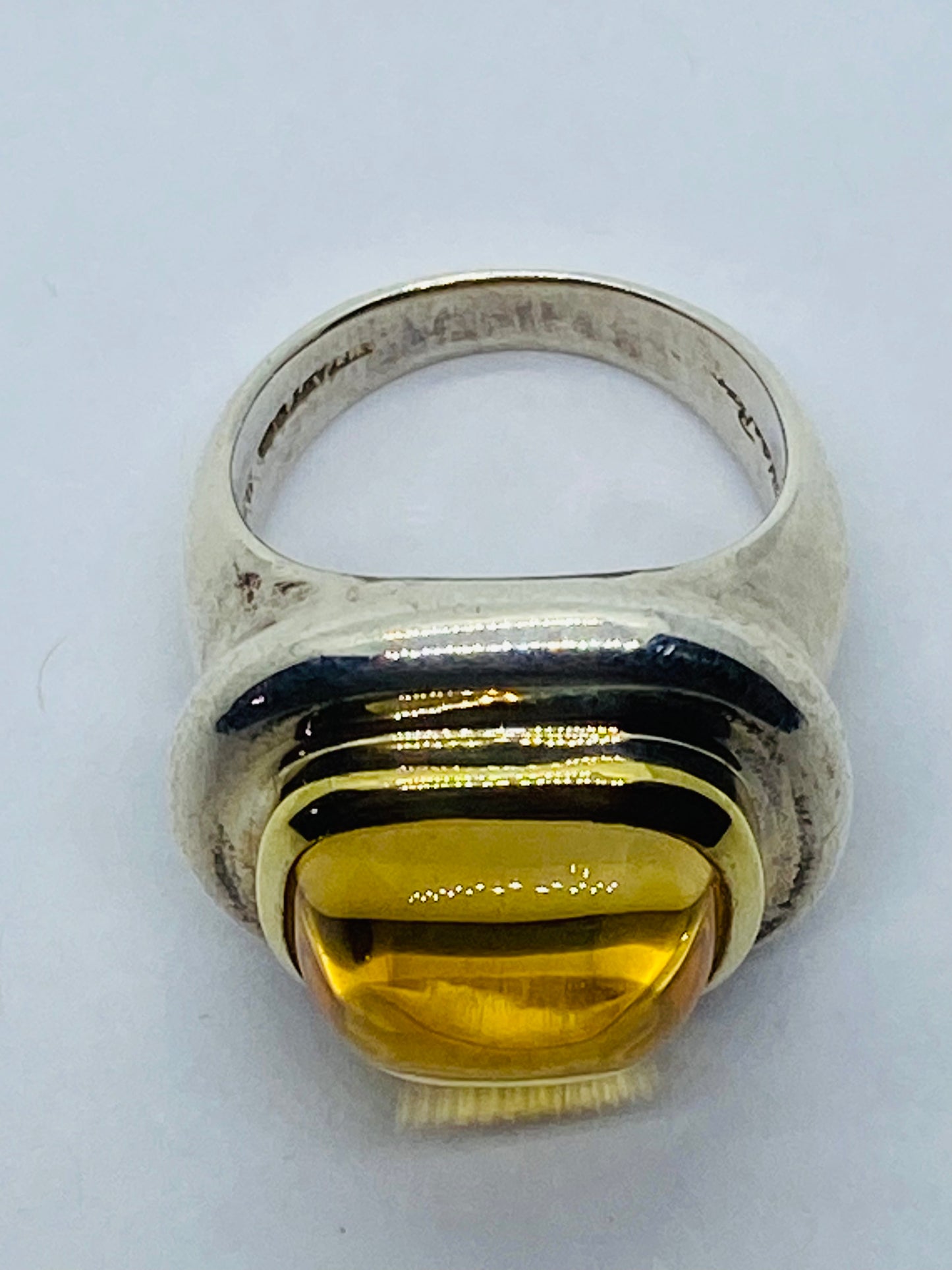 Tiffany & Co Sugar Loaf PALOMA PICASSO Sterling Silver 18k 750 Gold Citrine Ring