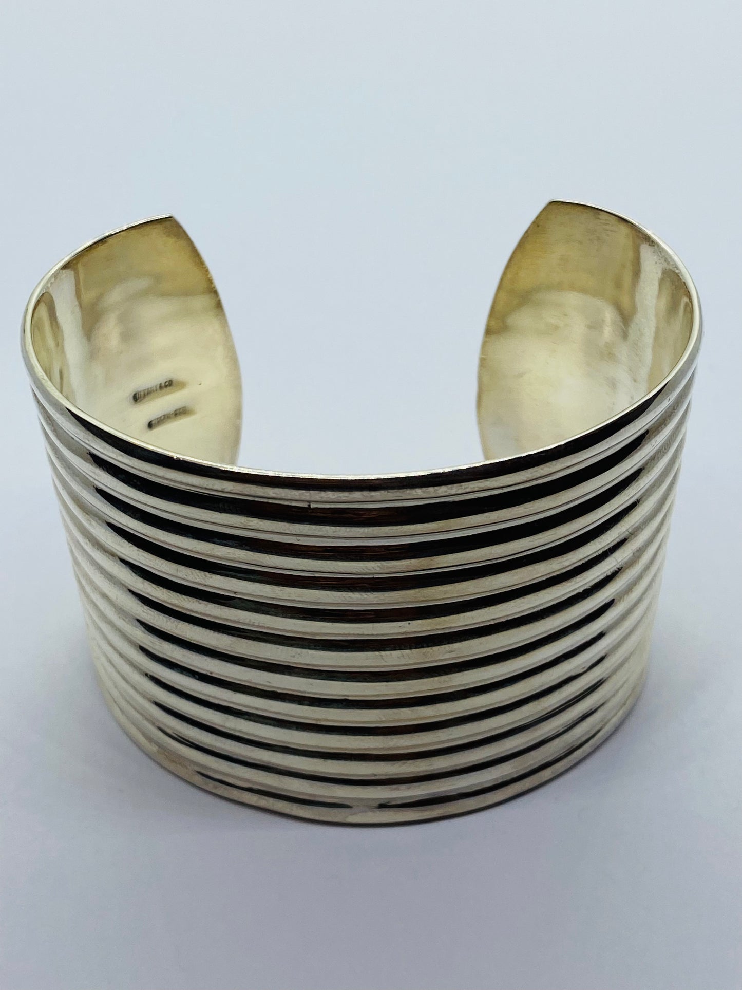 70”S Tiffany & Co Solid 925 Sterling Silver Large Mexico Wide Rib Bracelet Cuff