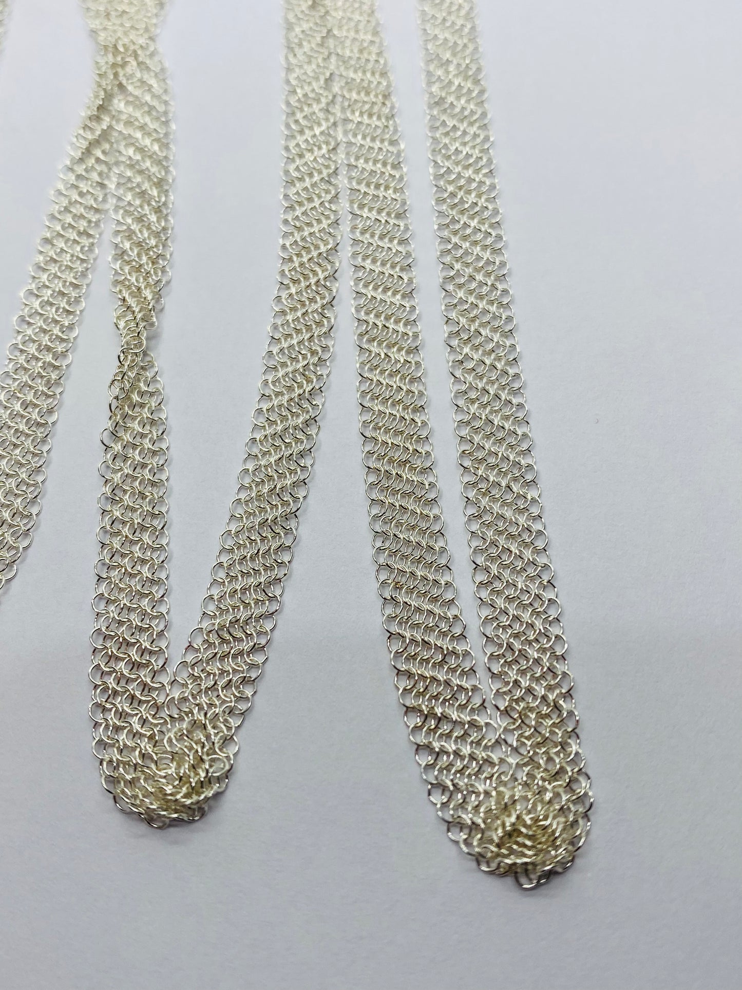 Tiffany & Co Peretti Somerset Mesh Scarf Necklace Sterling Silver 31” Pouch Box