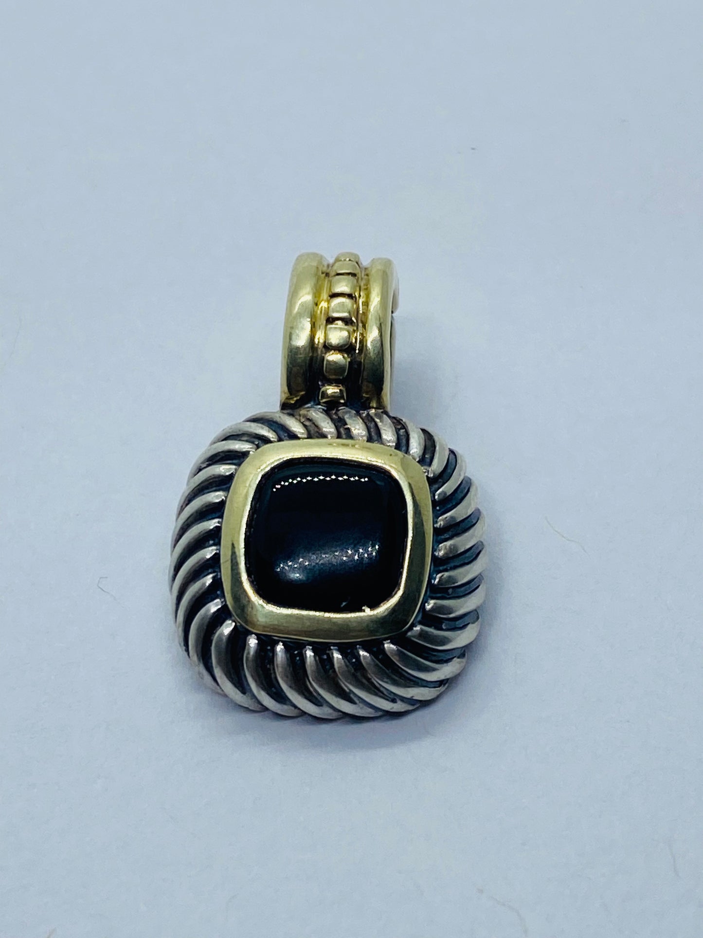 DAVID YURMAN 14KT GOLD & STERLING SILVER ALBION BLACK ONYX ENHANCER PENDANT
