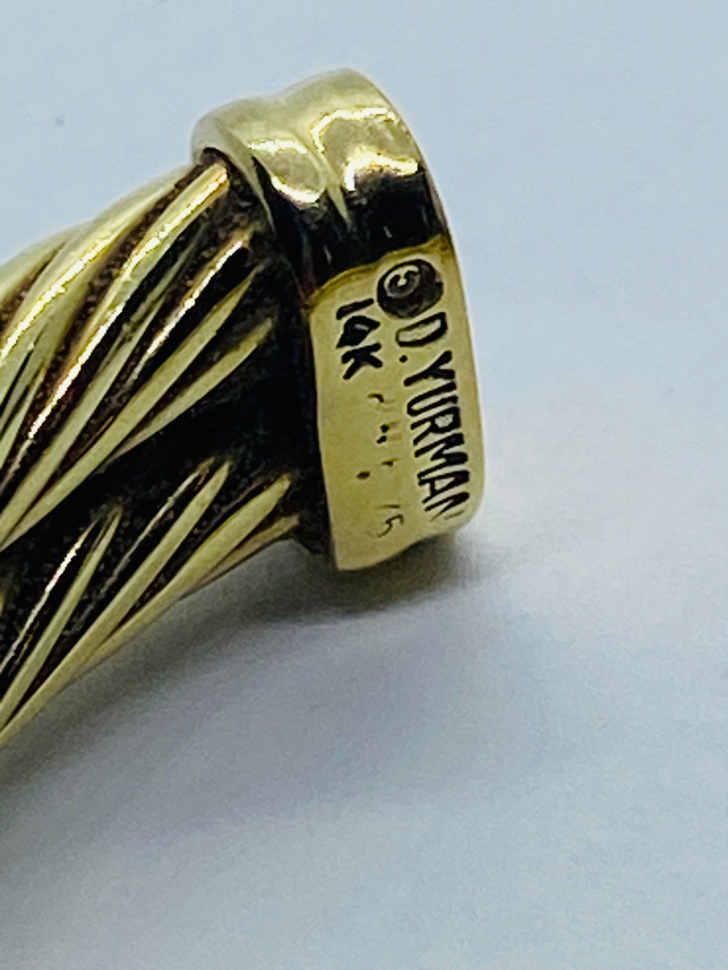 David Yurman Solid 14k Yellow Gold Double Cable Cuff Diamond Bracelet 6.5''
