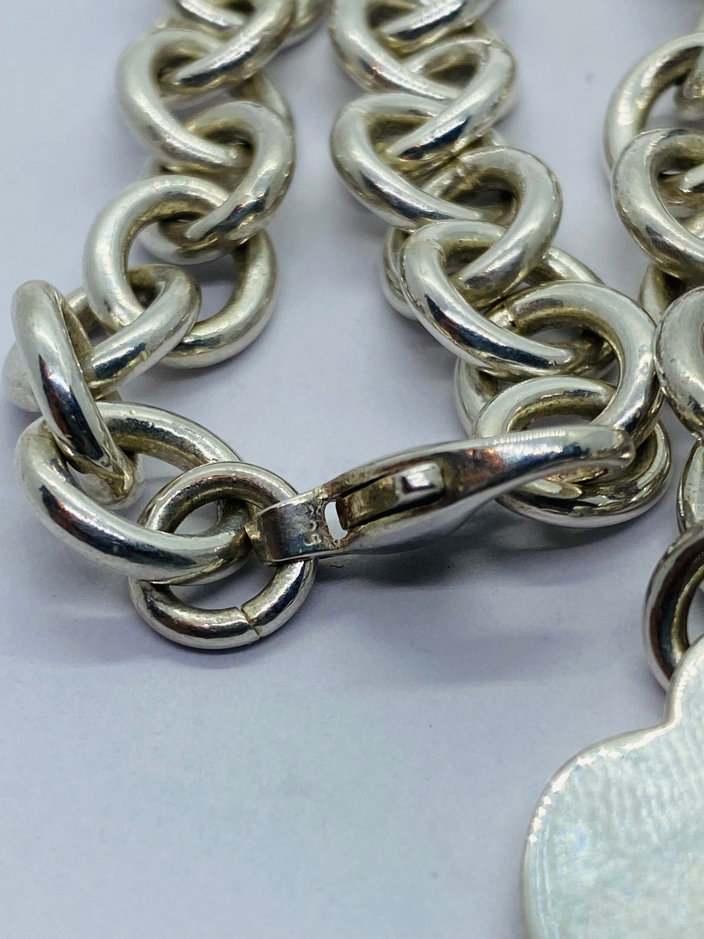 Tiffany & Co Sterling Silver Engravable Blank Heart Tag Necklace Original Box 17.25"