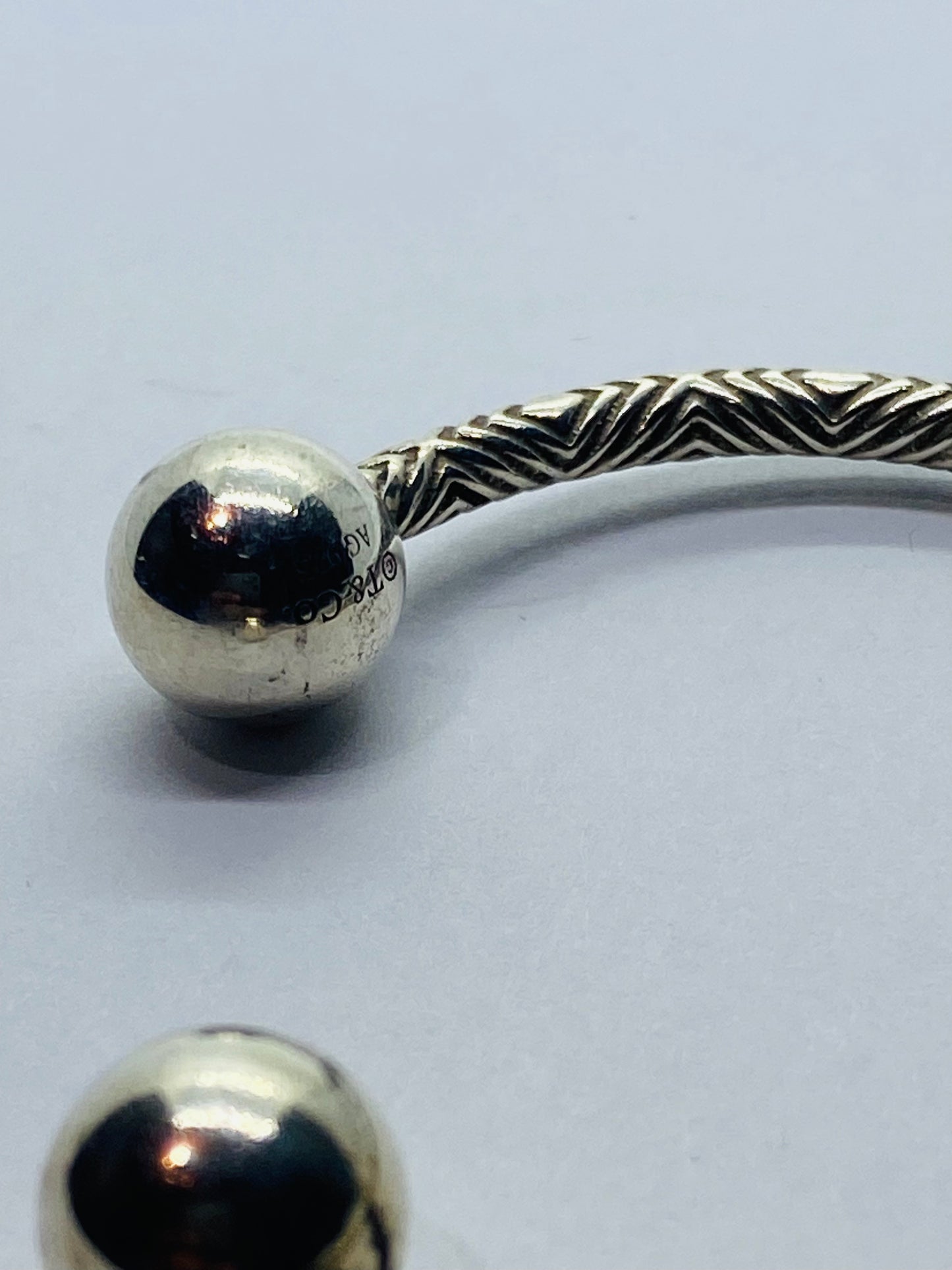Tiffany & Co. Textured HardWear Ball Cuff Bracelet Sterling Silver 925 SMALL 5.5
