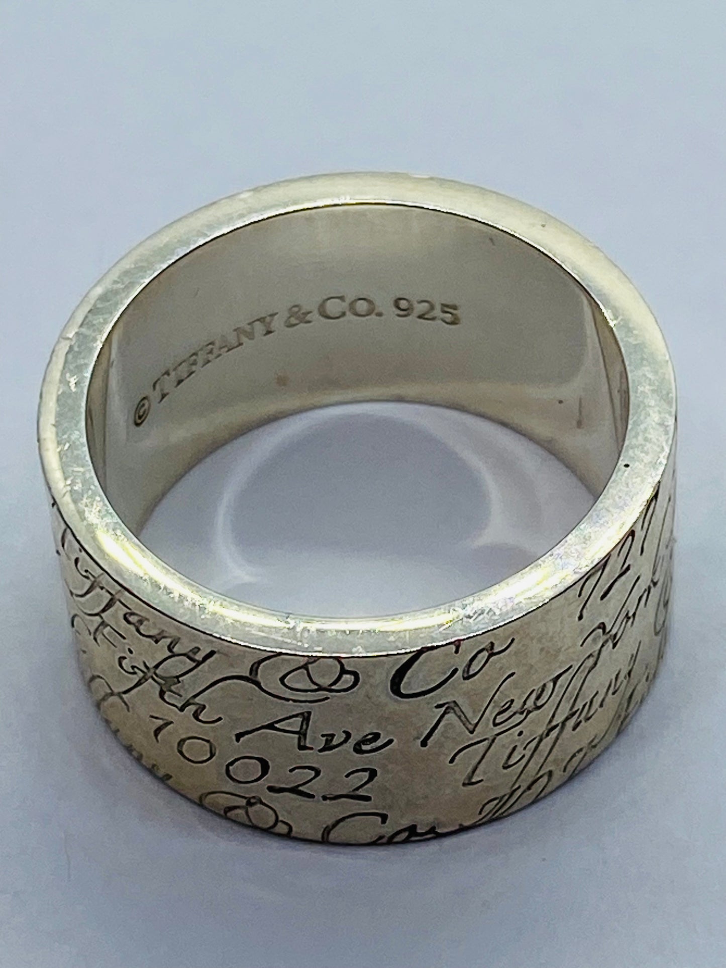 Tiffany & Co Silver Wide Notes Fifth Ave Ring Size 6.