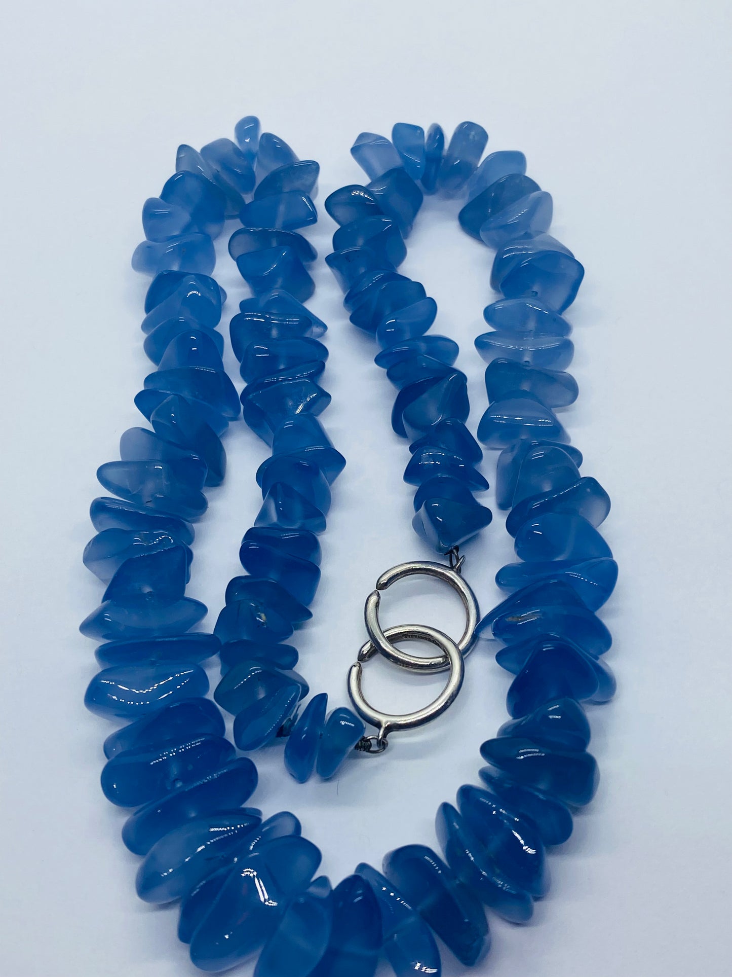 TIFFANY & CO PALOMA PICASSO STERLING SILVER BLUE CHALCEDONY BEAD NECKLACE 20.5”